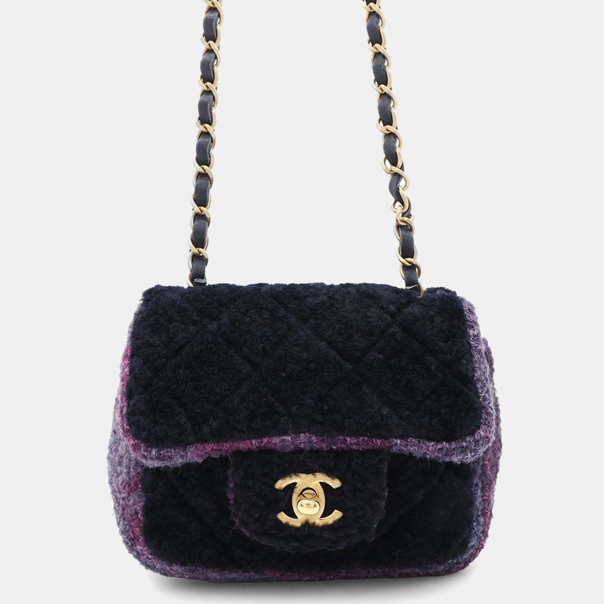 

Chanel Mini Matelasse Chain shoulder Bag Purple Wool