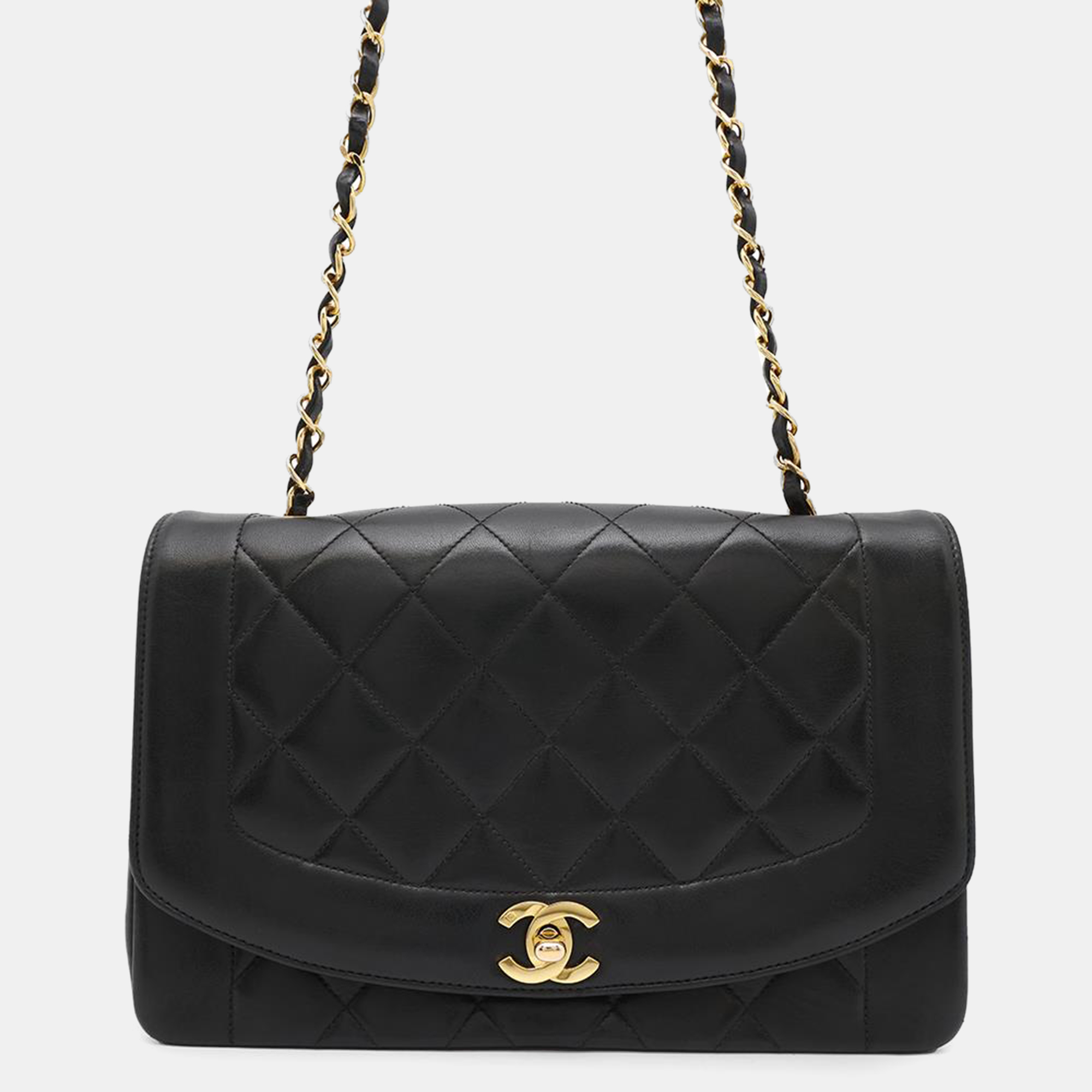 

Chanel Black Lambskin Diana Chain Shoulder Bag