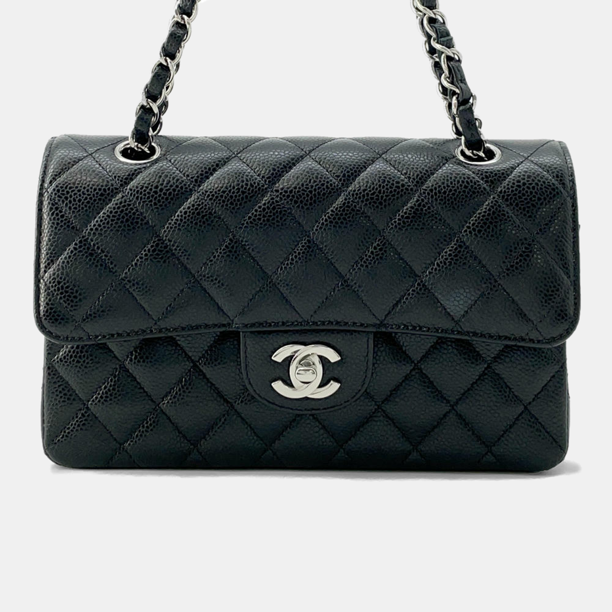 

Chanel Black Caviar Leather Small Classic Flap Chain Shoulder Bag