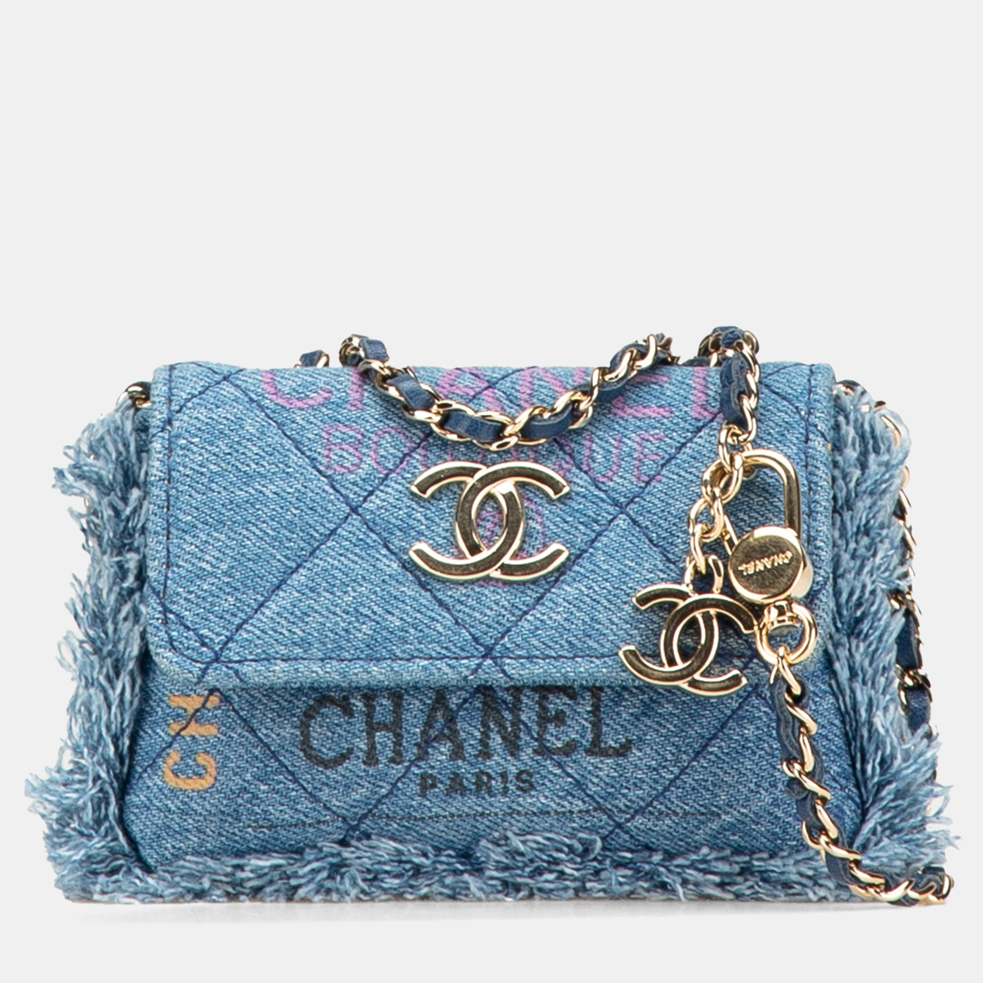 

Chanel Blue Denim Mood Mini Clutch With Chain