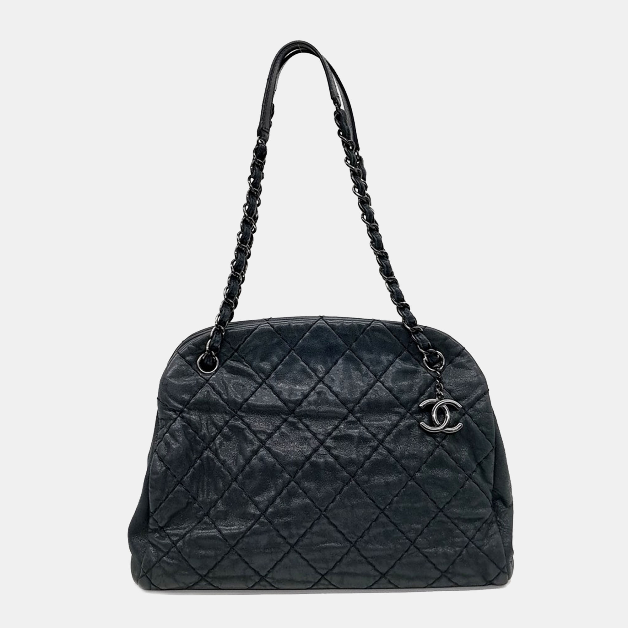 

Chanel Black Leather Mademoiselle Bowling Bag