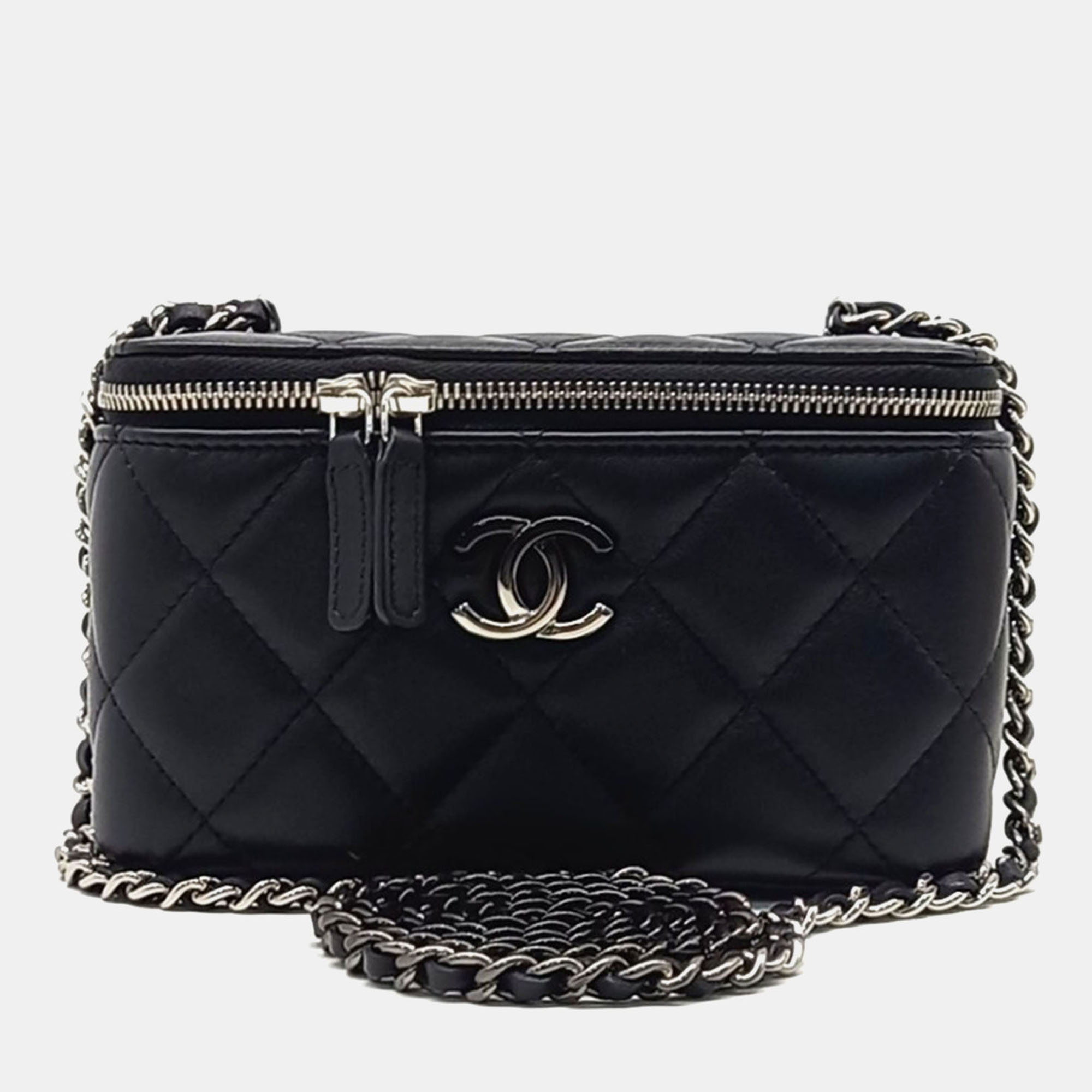 

Chanel Black Leather Lambskin Vanity Crossbody Bag