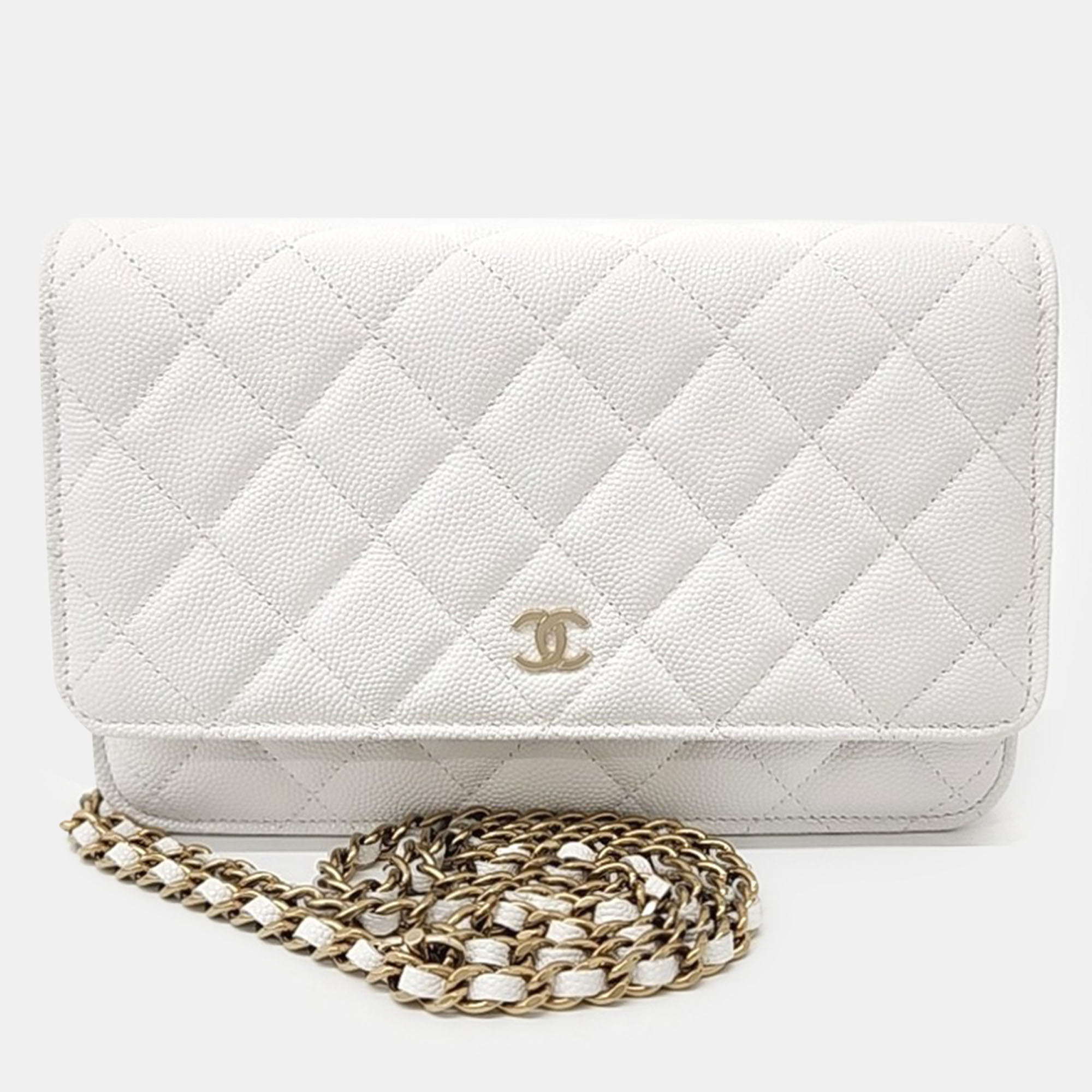 

Chanel White Leather Caviar WOC Mini Crossbody Bag