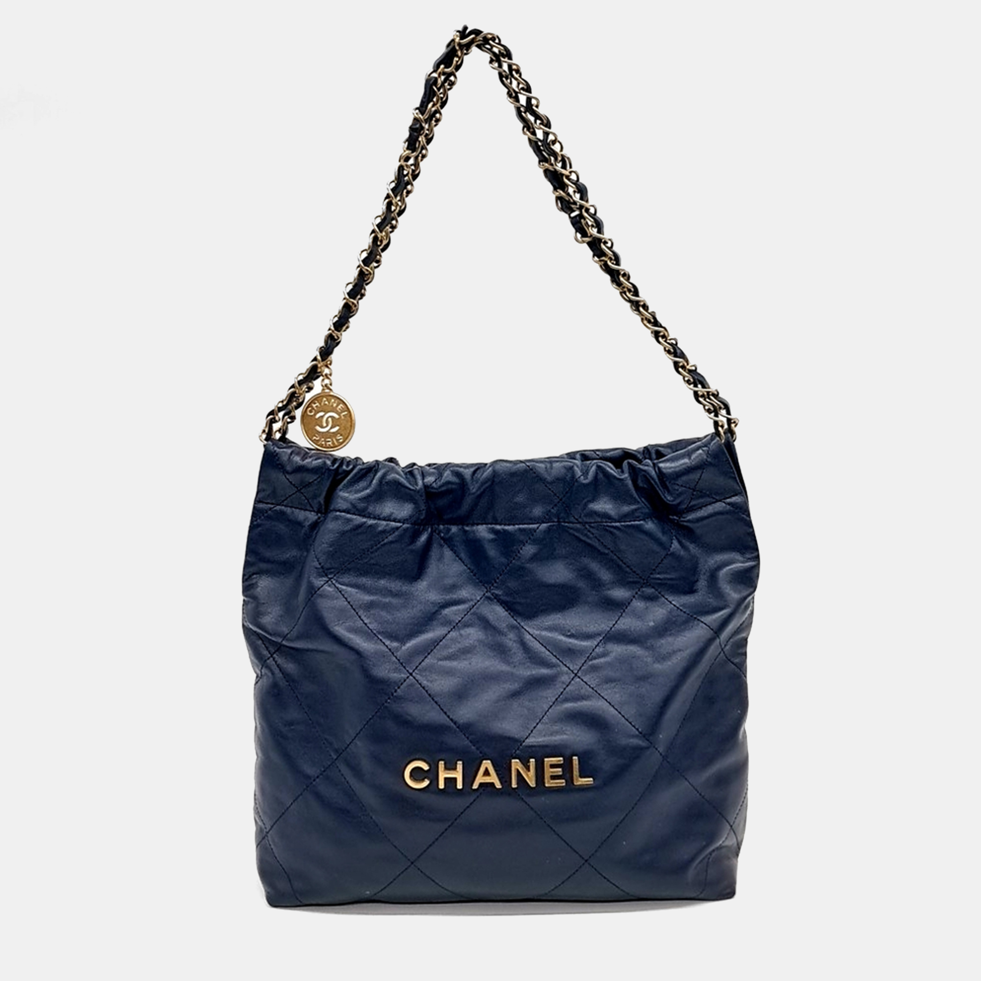 

Chanel Navy Blue Leather 22 bag