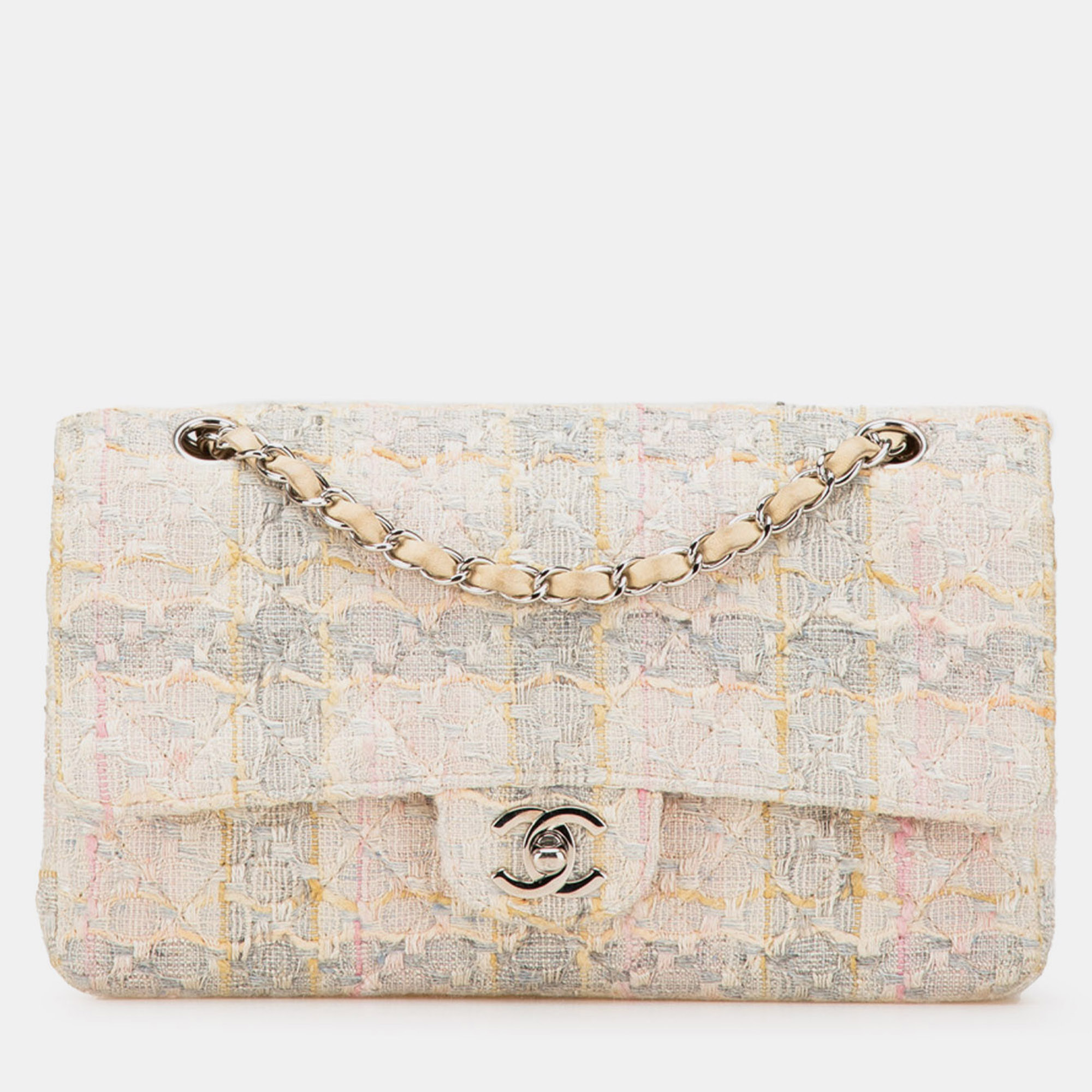 

Chanel Beige/Brown Medium Classic Tweed Double Flap