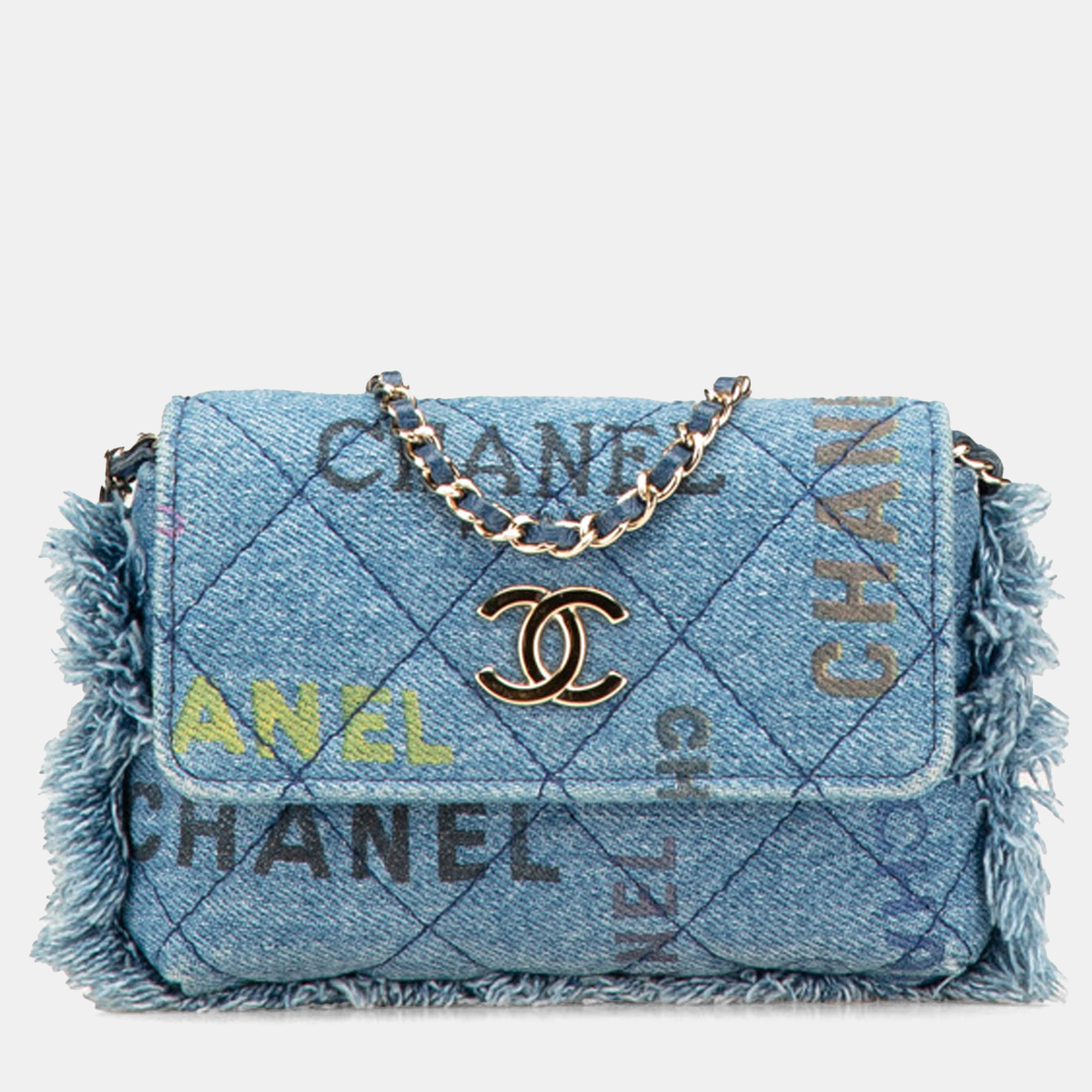 

Chanel Blue Mini Denim Mood Clutch with Chain