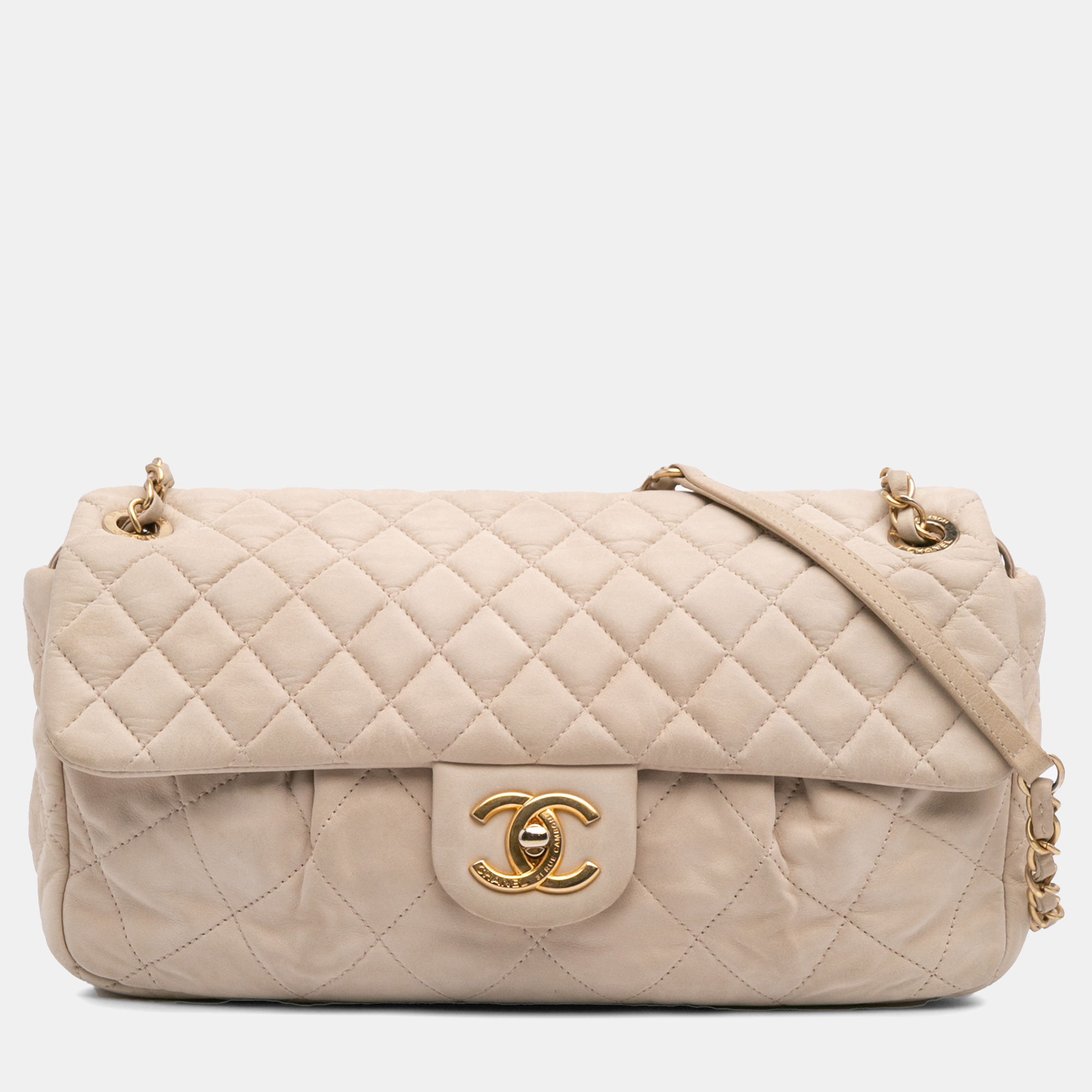 

Chanel Beige Large Iridescent Calfskin Chic Quilt Flap