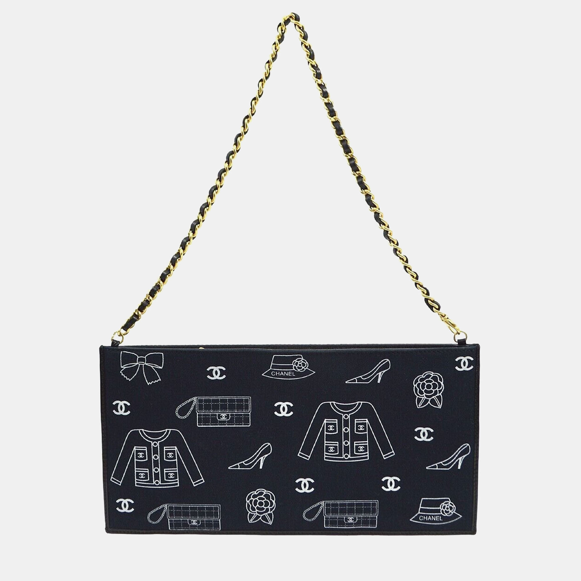 

Chanel Black Canvas Icon Chain Handbag