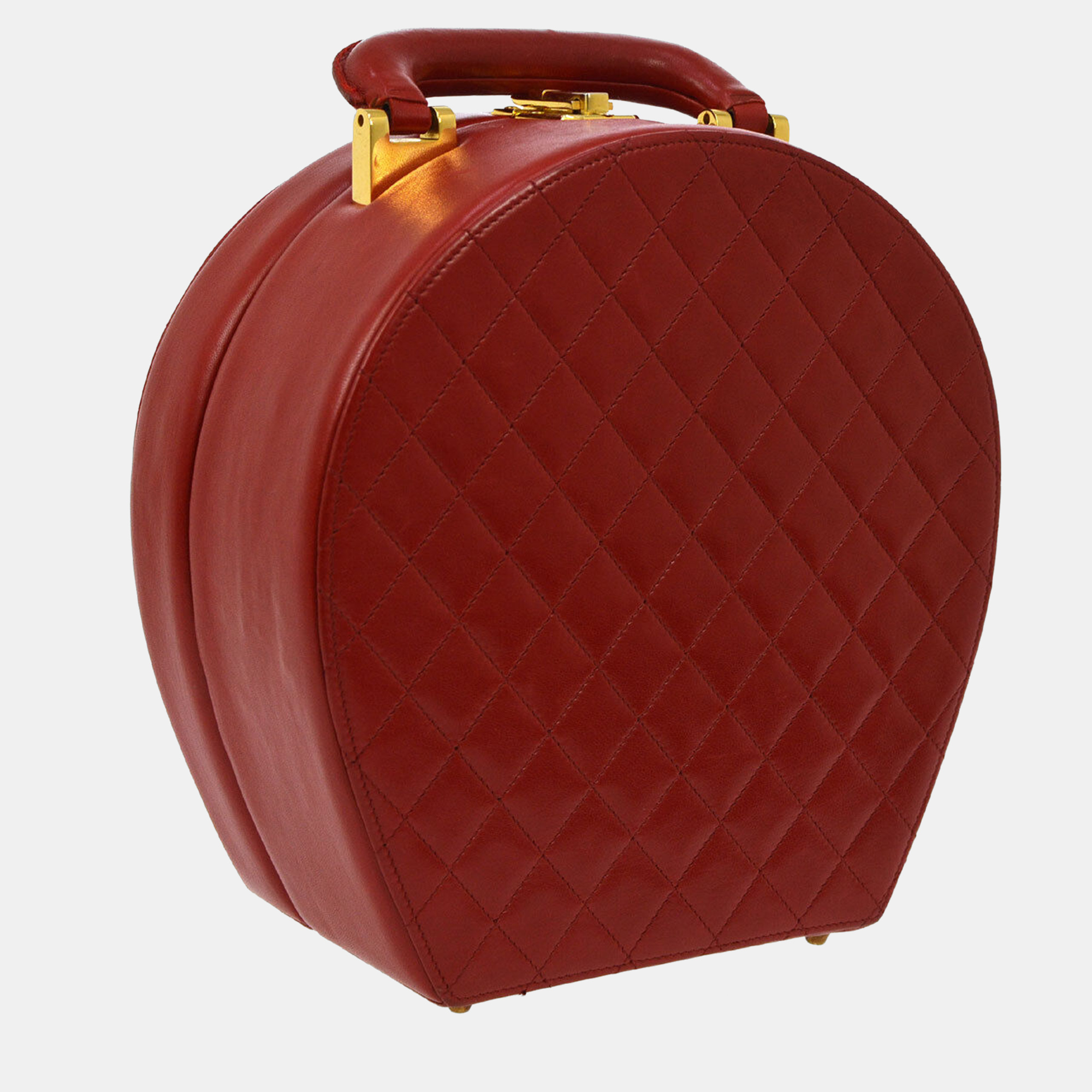 

Chanel Quilted Cc Logos Vanity Handbag Red Leather