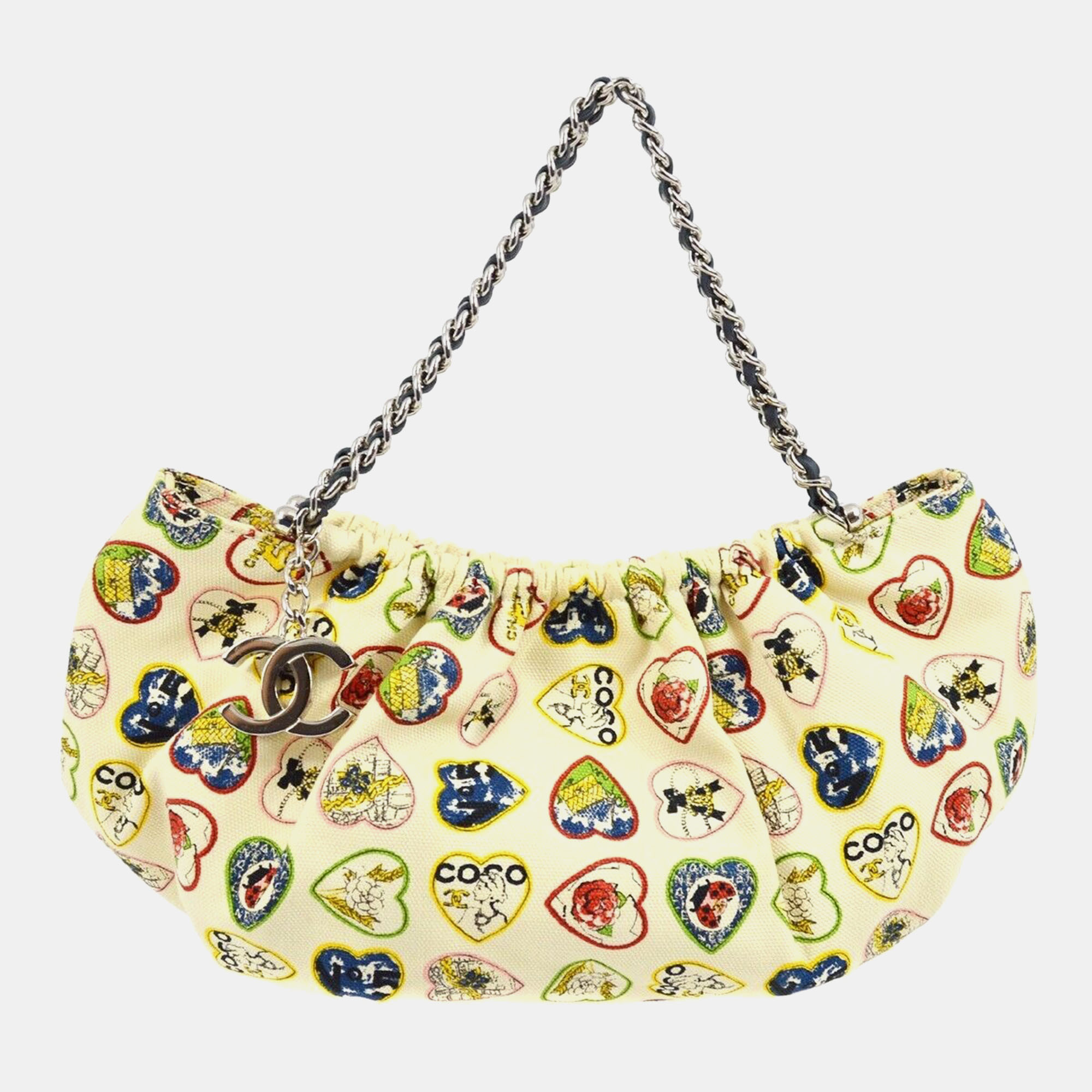 

Chanel White Canvas Valentine Chain Handbag, Multicolor
