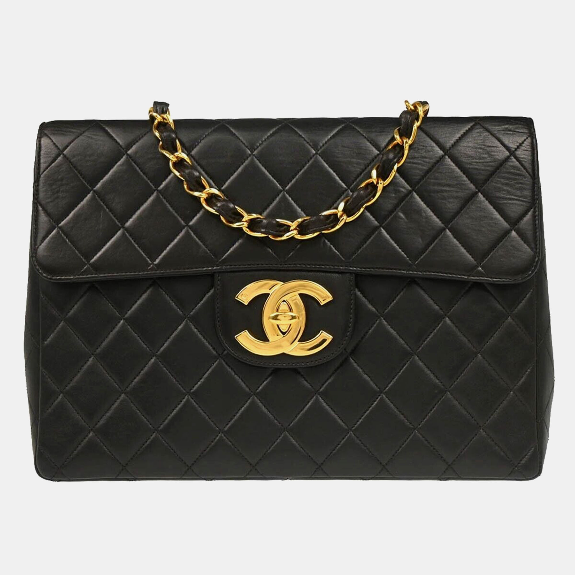 

Chanel Black Lambskin Jumbo Classic Flap Shoulder Bag