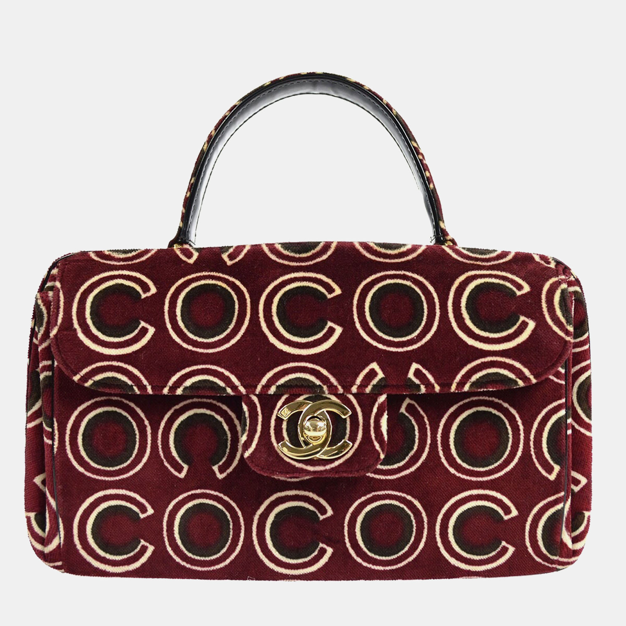 

Chanel Bordeaux Velvet Coco Top Handle Handbag, Burgundy