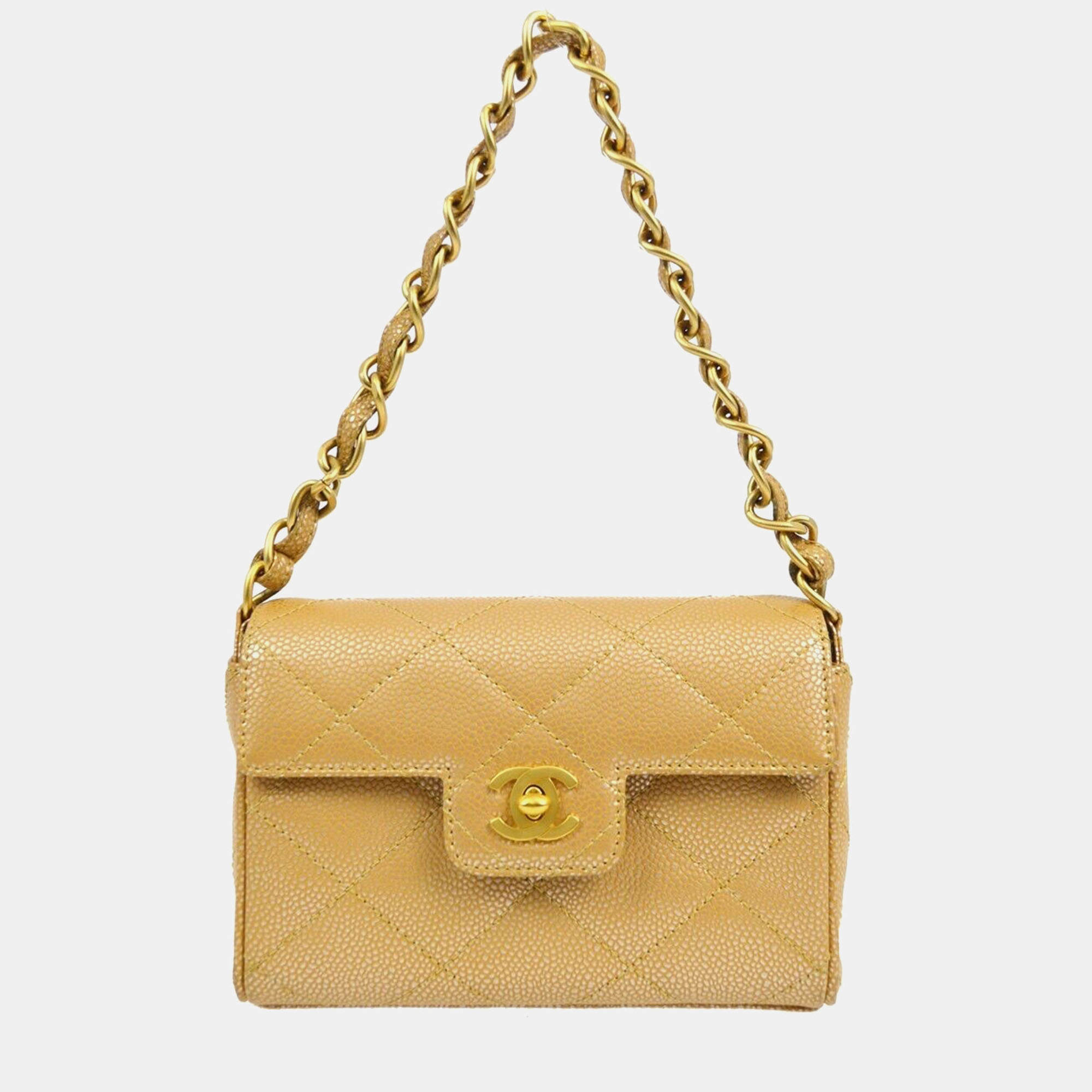 

Chanel Beige Calfskin Chain Handbag