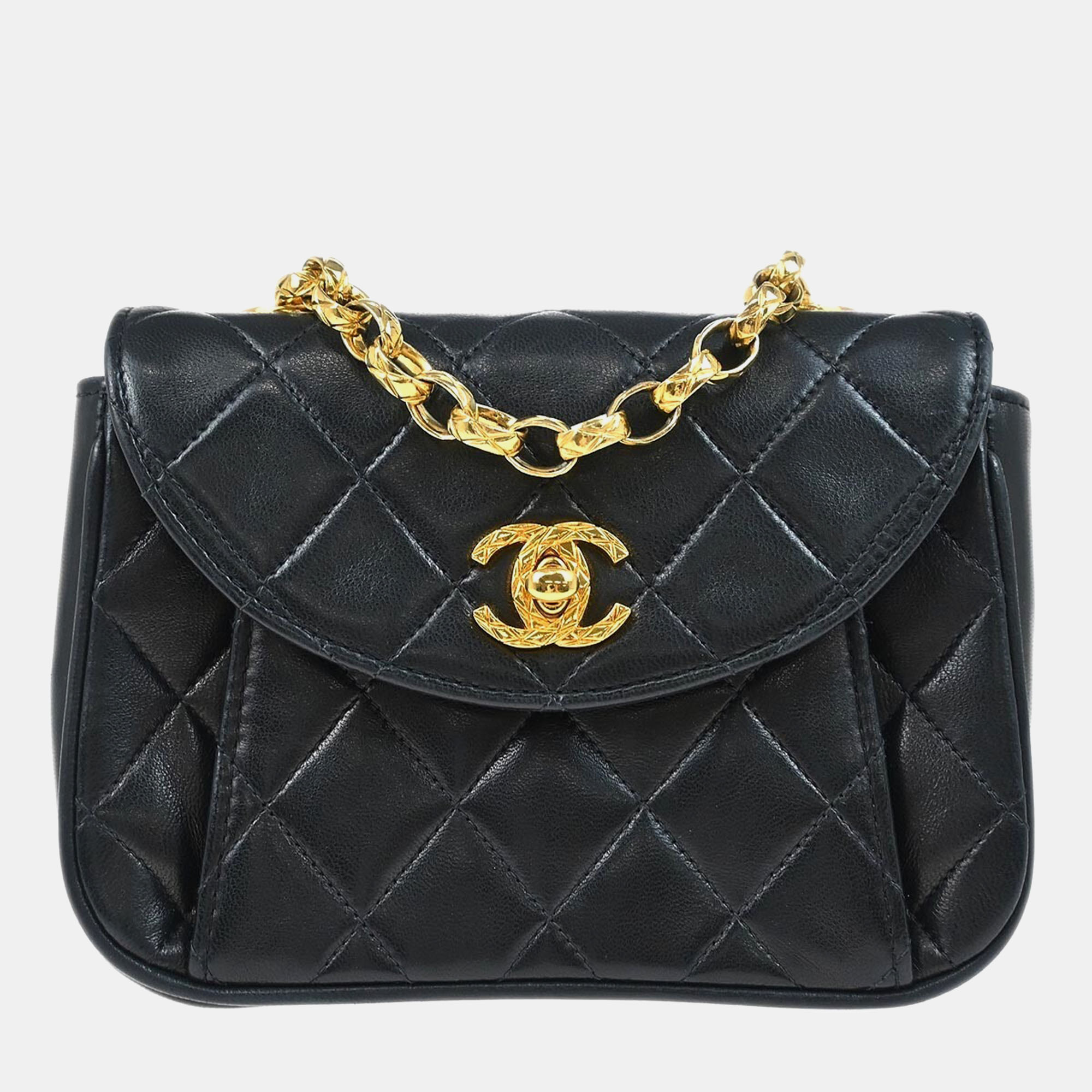 

Chanel Black Lambskin Flap Shoulder Bag