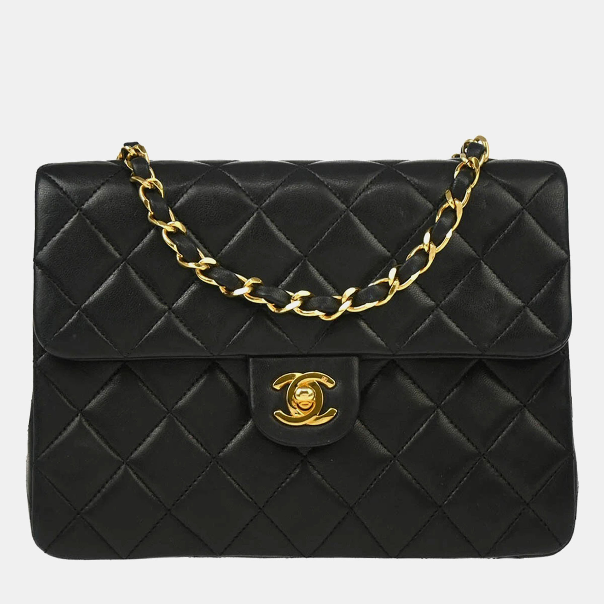 

Chanel Black Lambskin Classic Square Flap Shoulder Bag