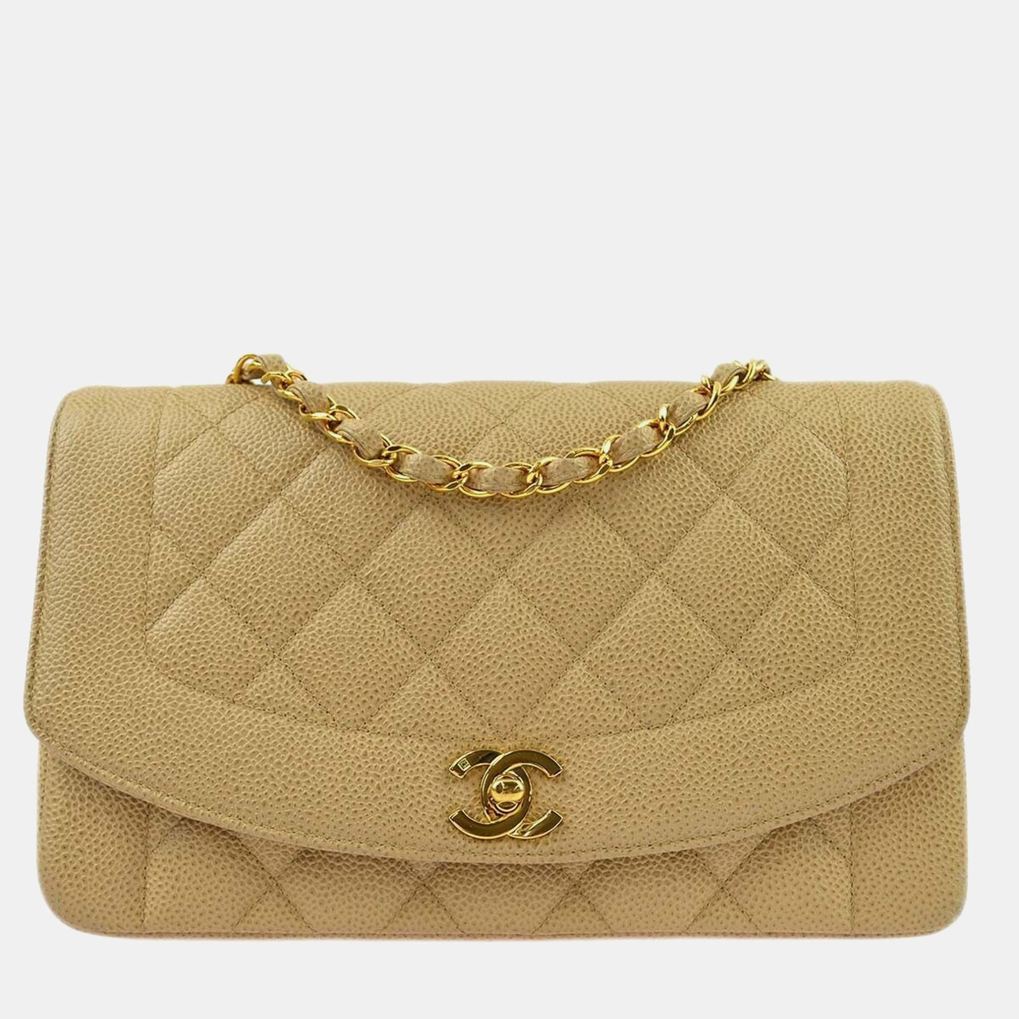 

Chanel Beige Calfskin Medium Diana Shoulder Bag