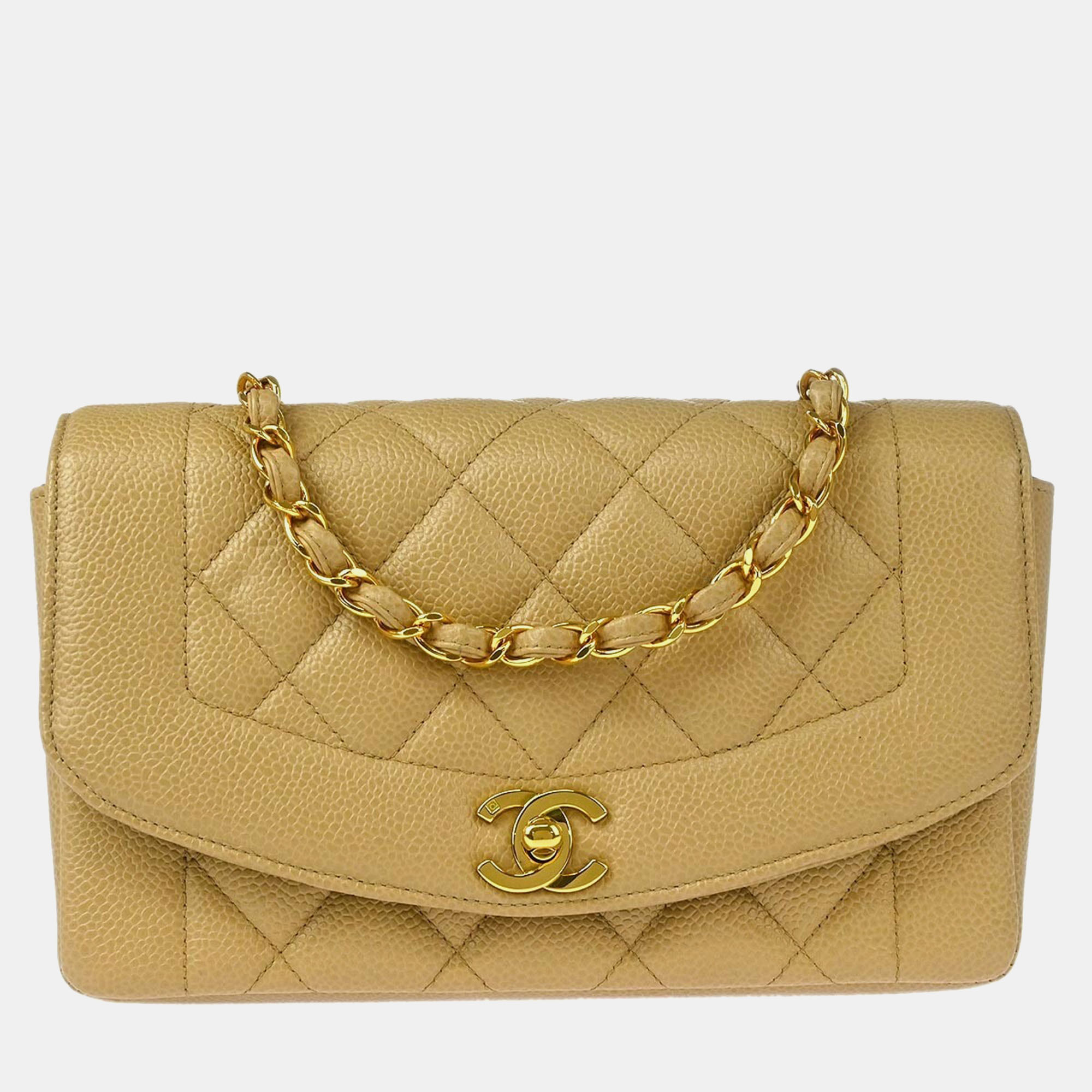 

Chanel Beige Calfskin Small Diana Shoulder Bag