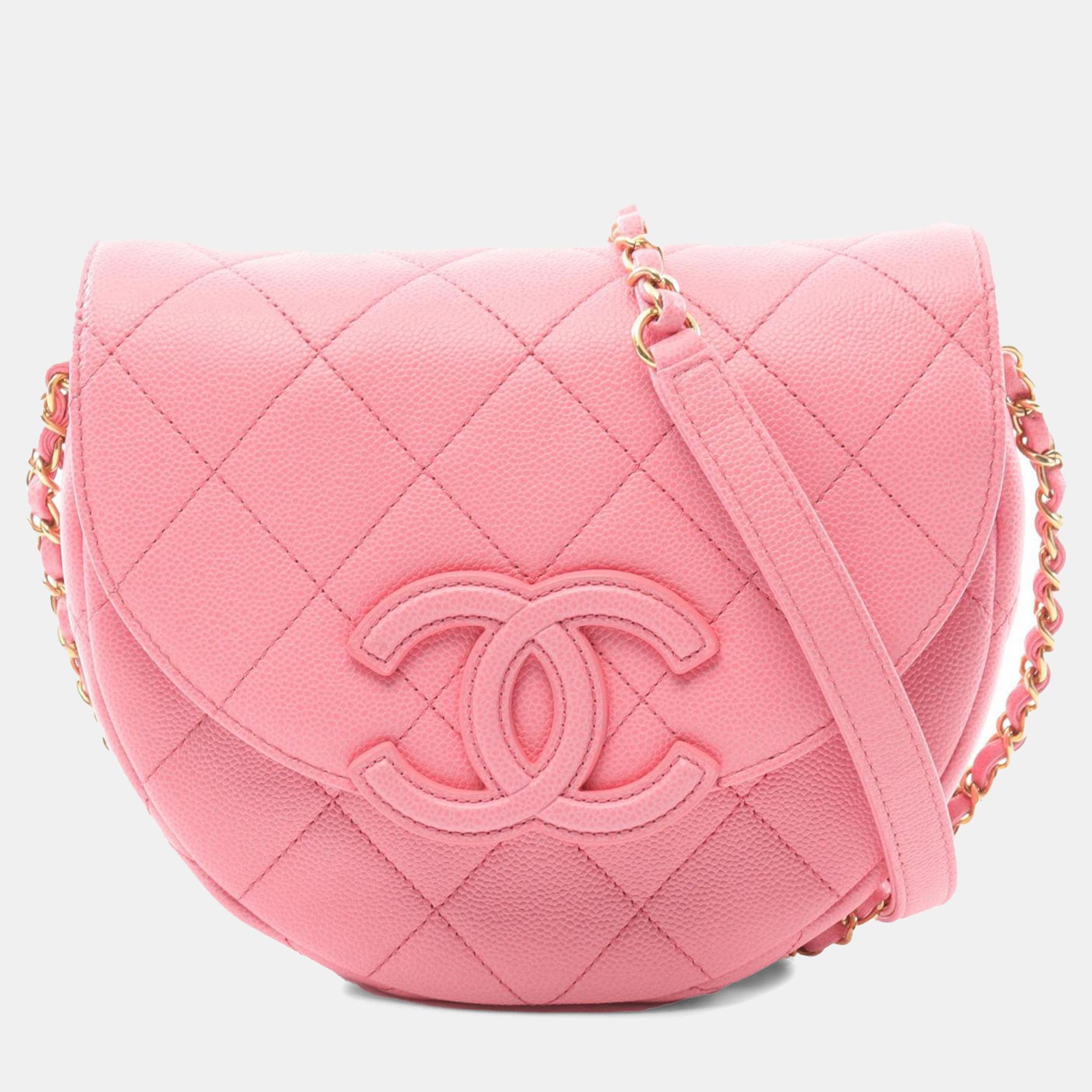 

Chanel Pink Small CC Quilted Caviar Chain Flap