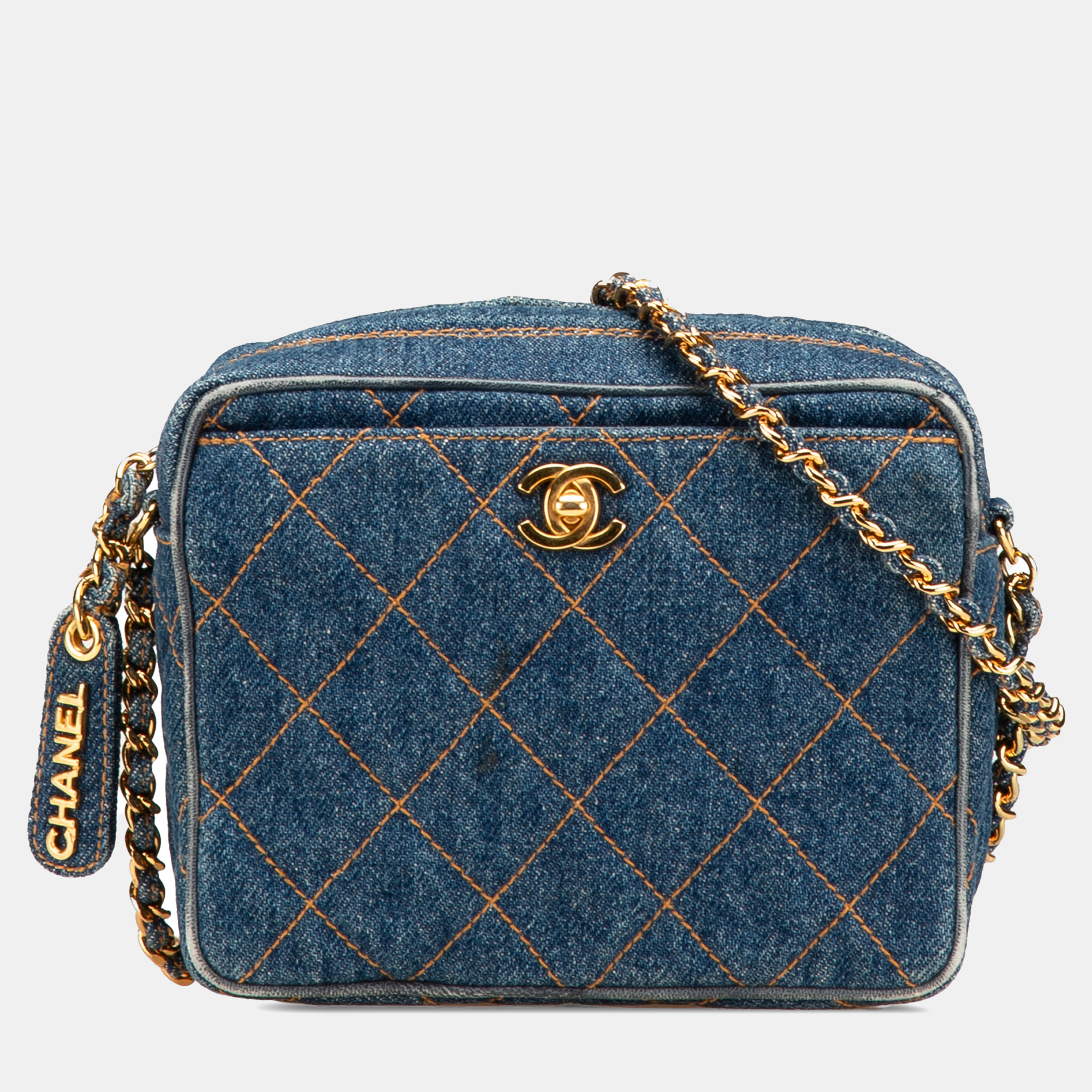 

Chanel Blue CC Quilted Denim Turnlock Camera Bag