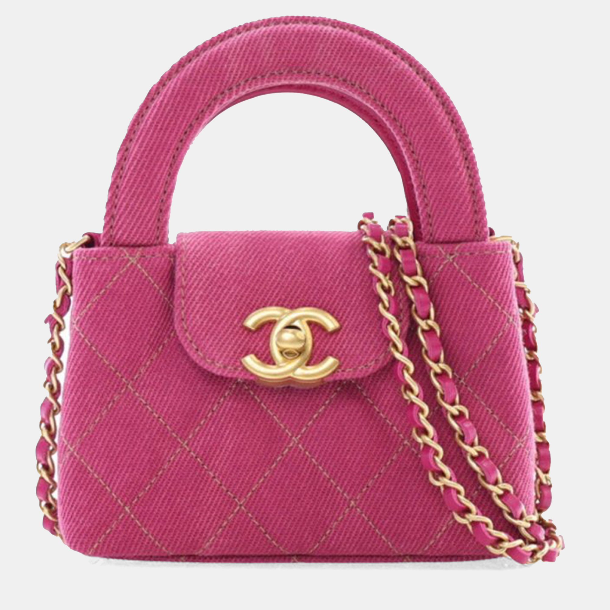 

Chanel Pink Nano Quilted Denim Kelly Shopper Bag