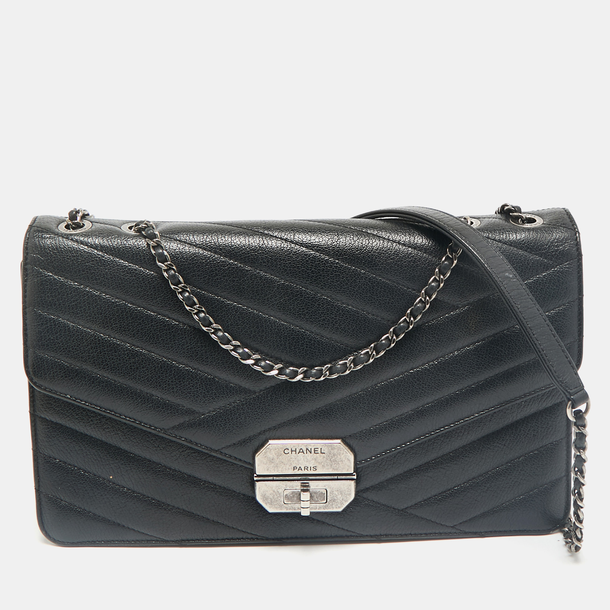 

Chanel Black Chevron Quilted Leather Gabrielle Flap Bag