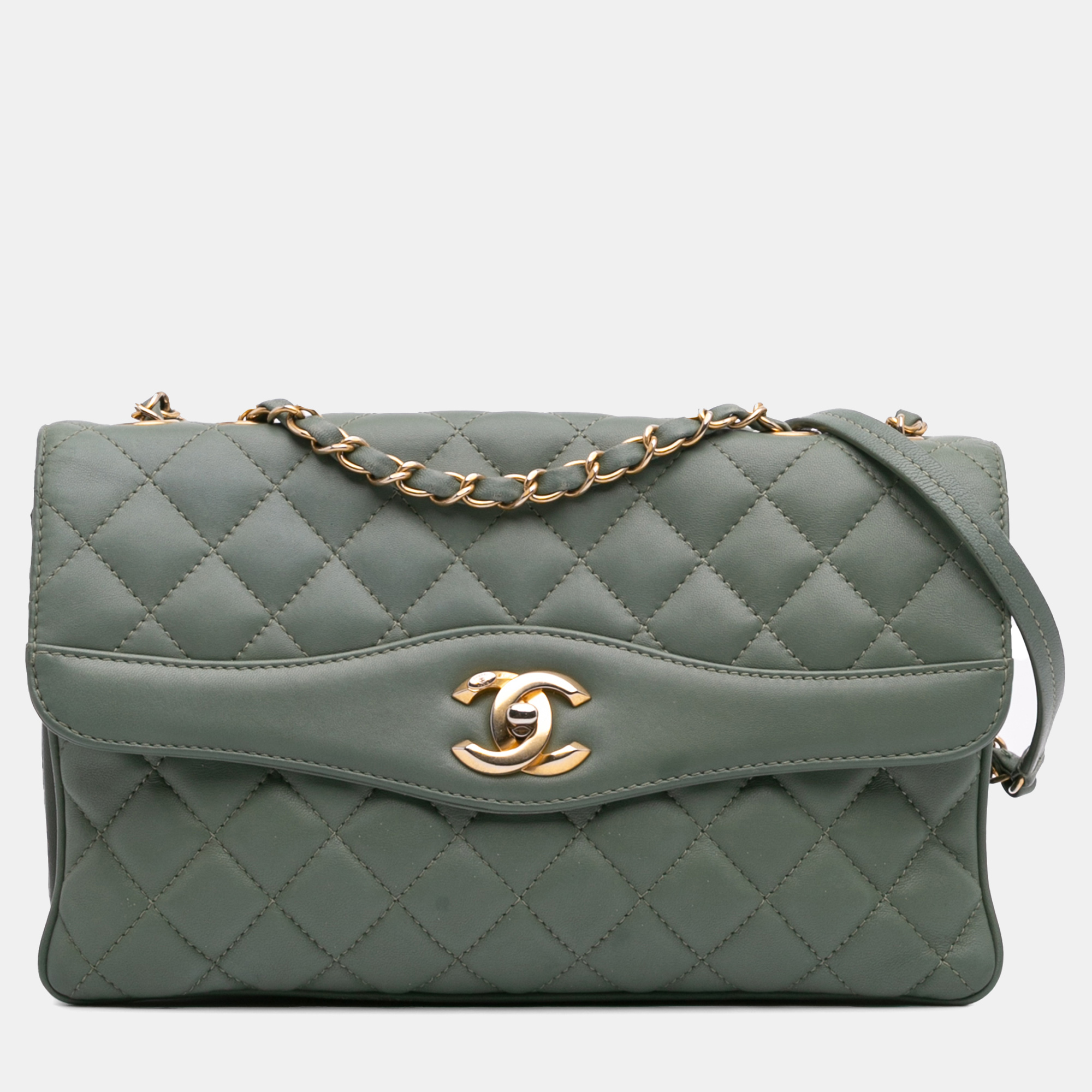 

Chanel Green Large Quilted Lambskin Daily Companion Flap