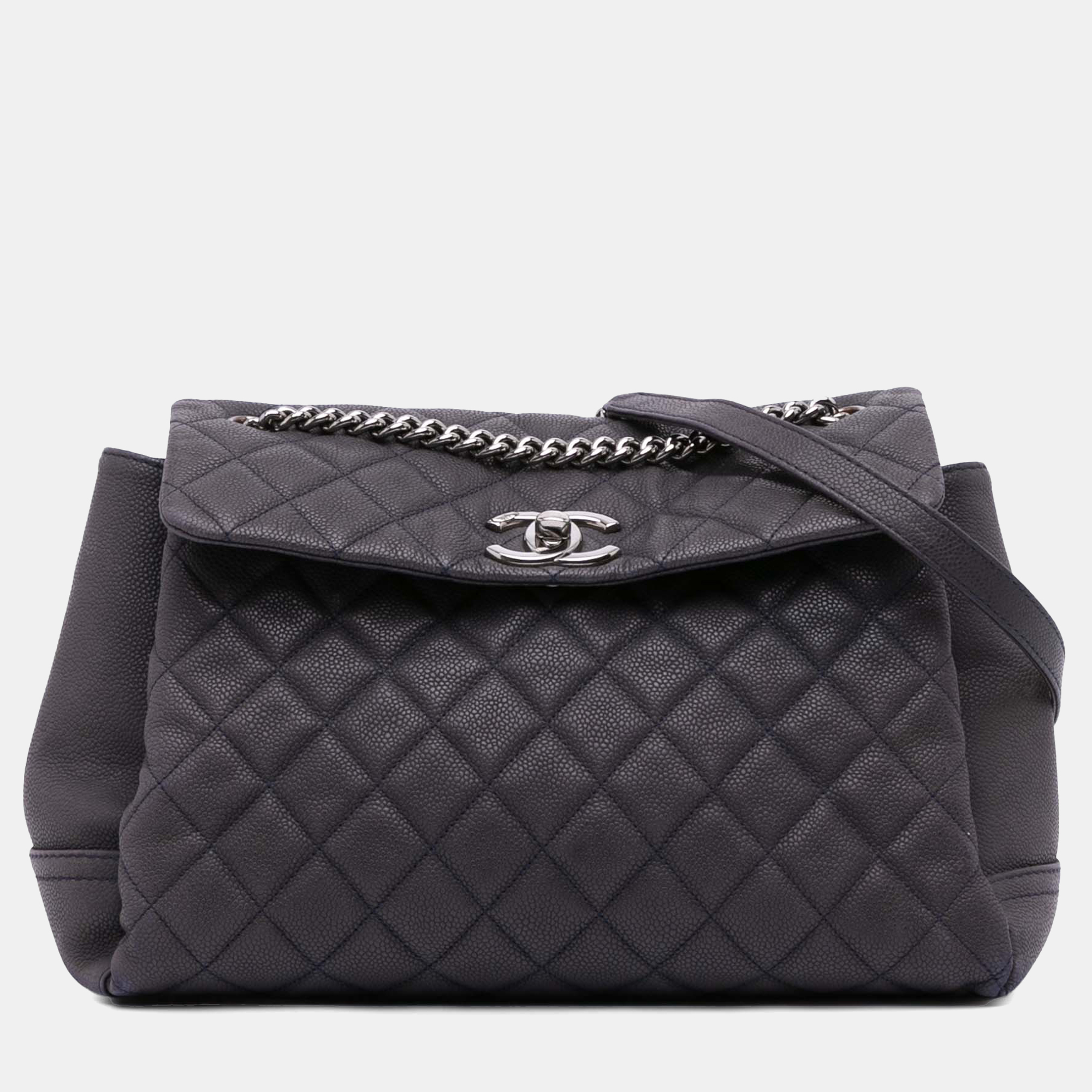 

Chanel Blue Medium Quilted Iridescent Caviar Lady Pearly Flap