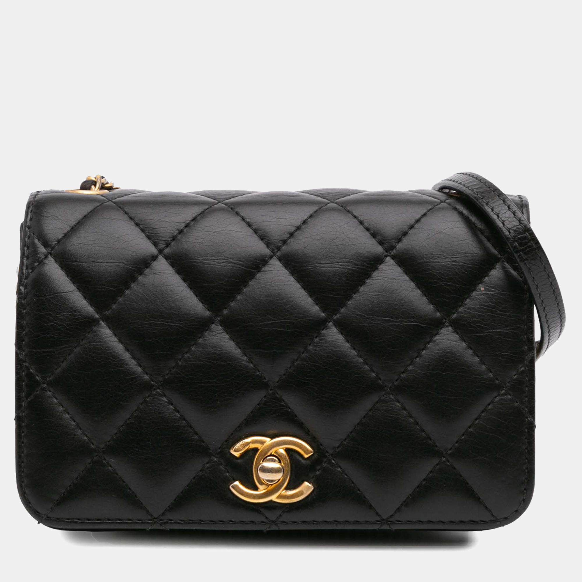 

Chanel Black Mini CC Quilted Lambskin Full Flap