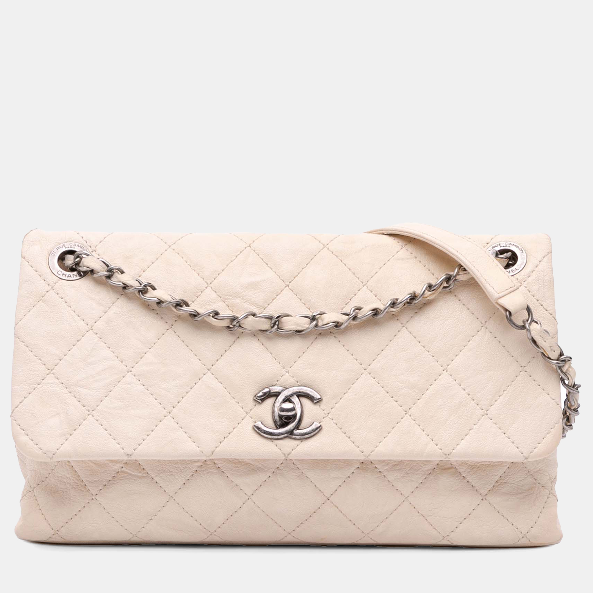 

Chanel Beige CC Quilted Aged Calfskin Flap