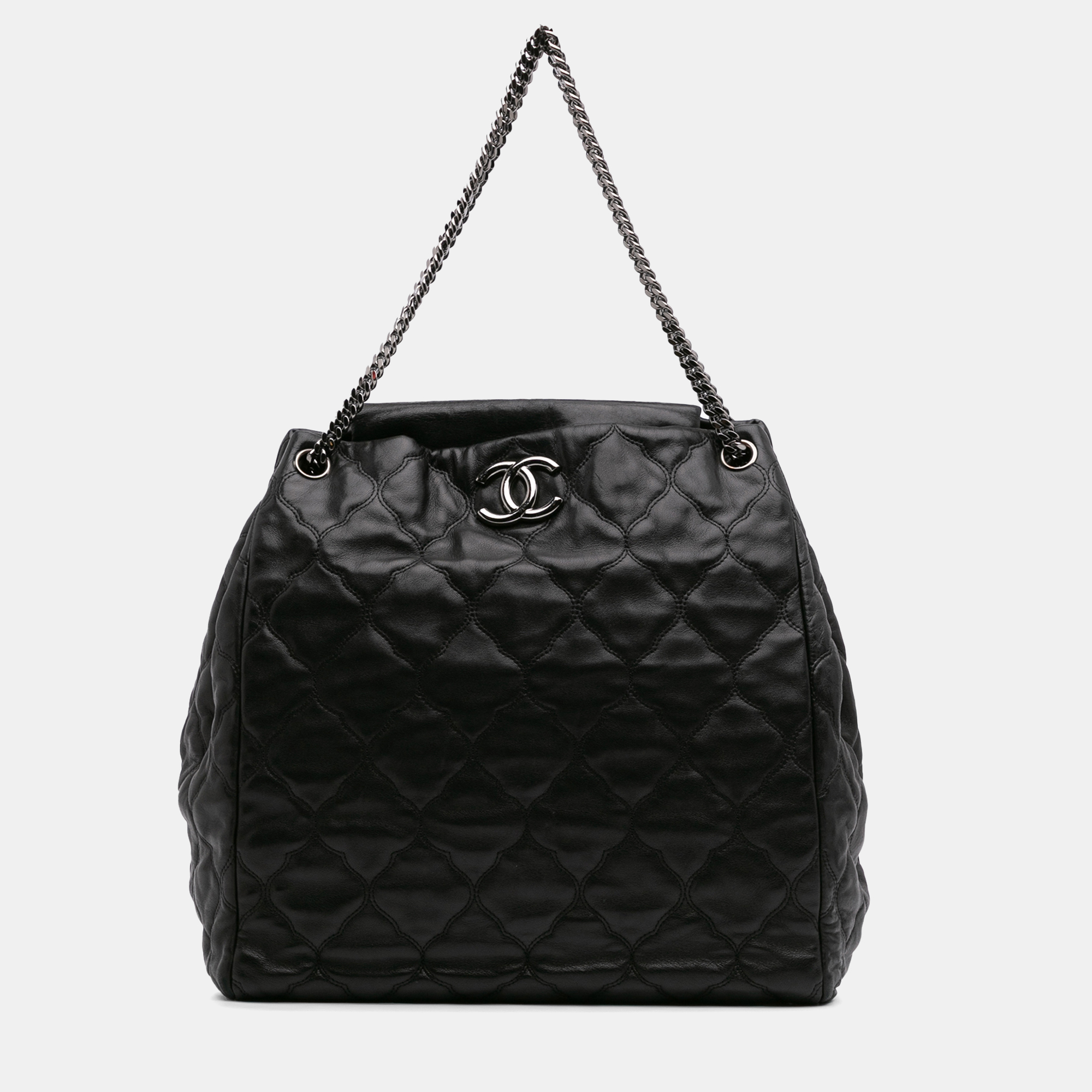 

Chanel Black Paris Moscow Quilted Lambskin Cells Accordion Tote