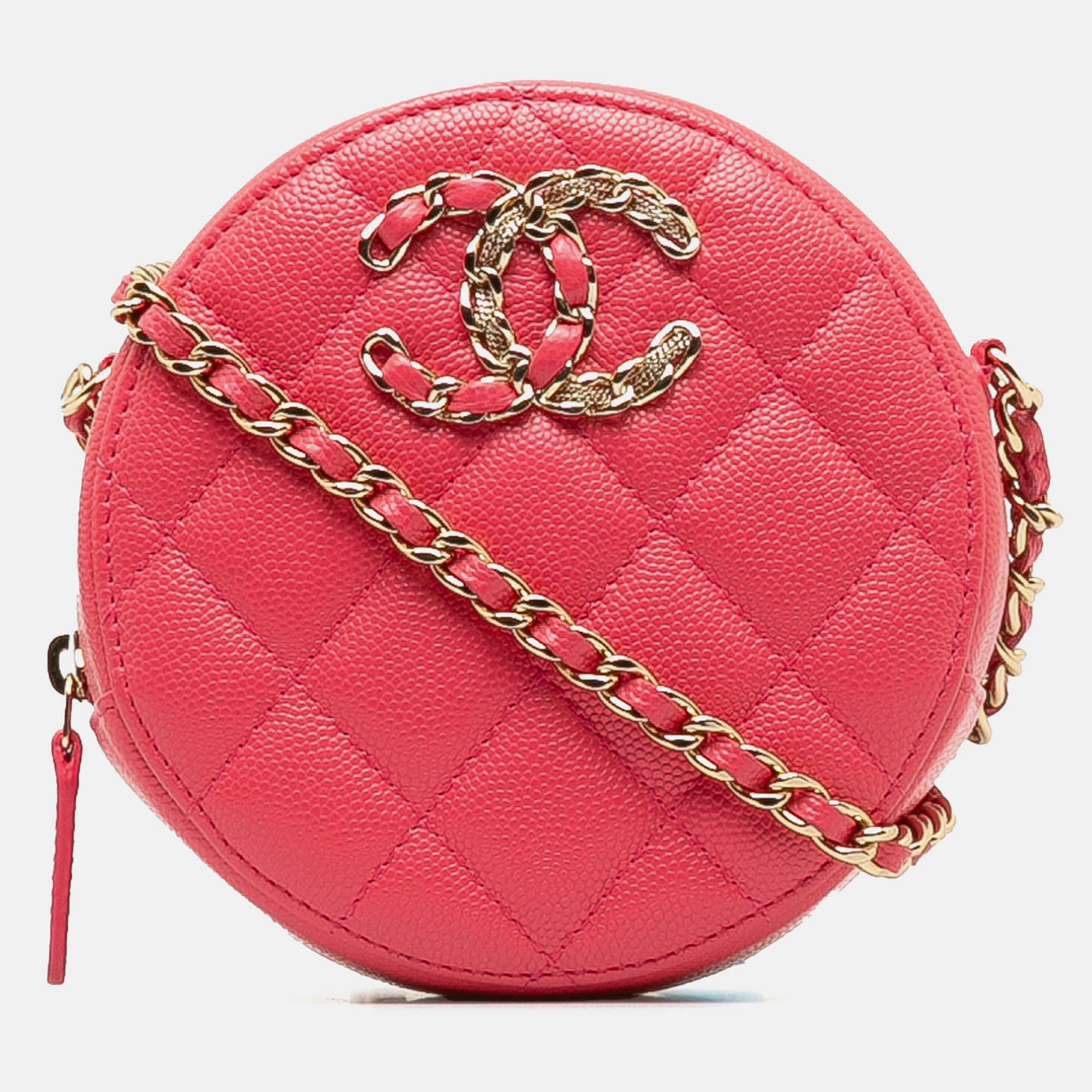 

Chanel Pink Caviar 19 Round Clutch With Chain