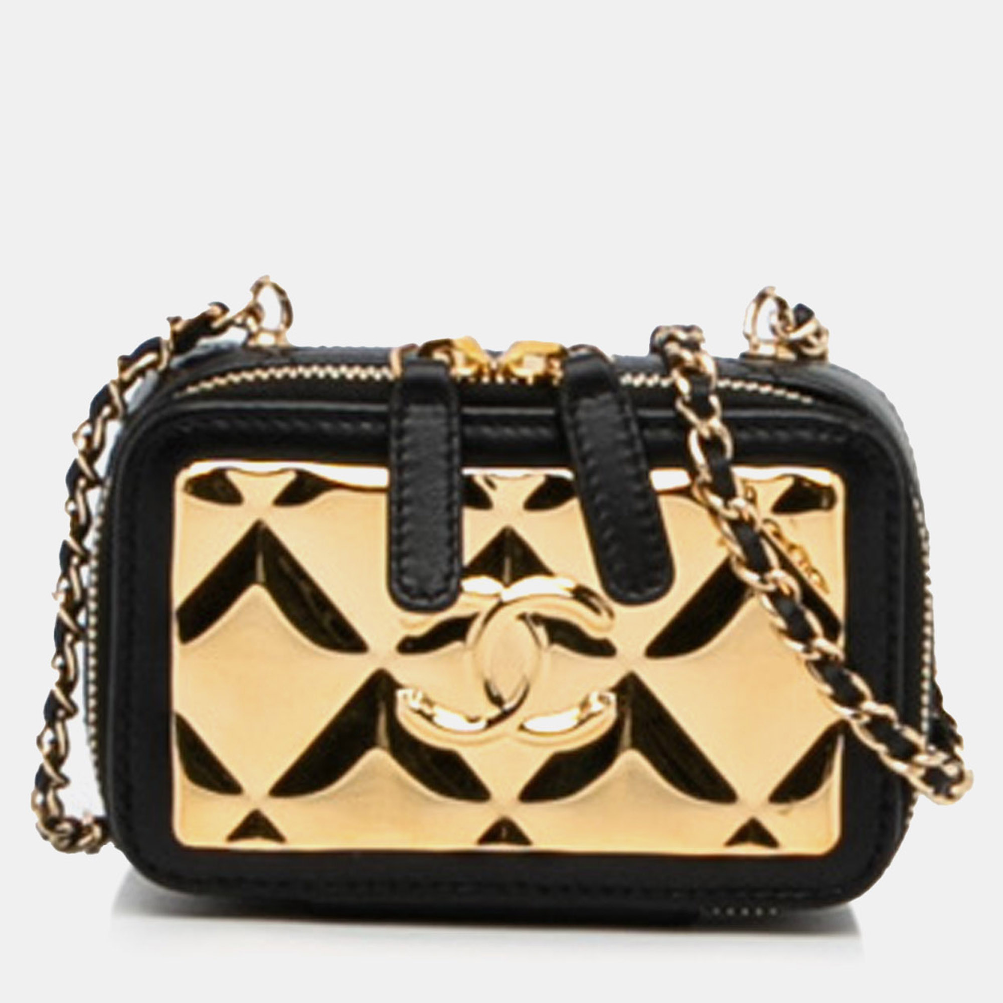 

Chanel Gold CC Quilted Golden Plate Vanity Crossbody