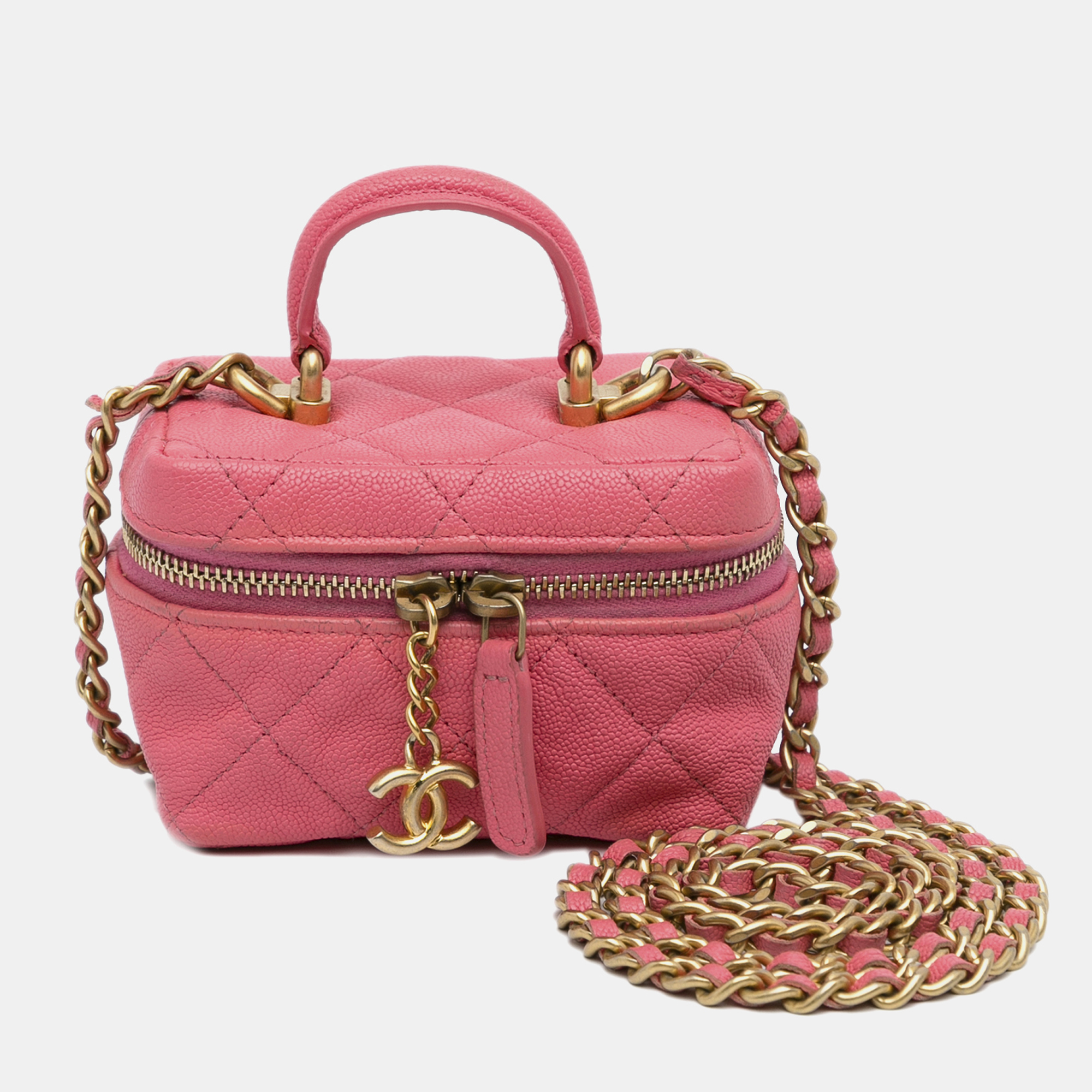 

Chanel Pink Micro Caviar Chain Vanity Bag