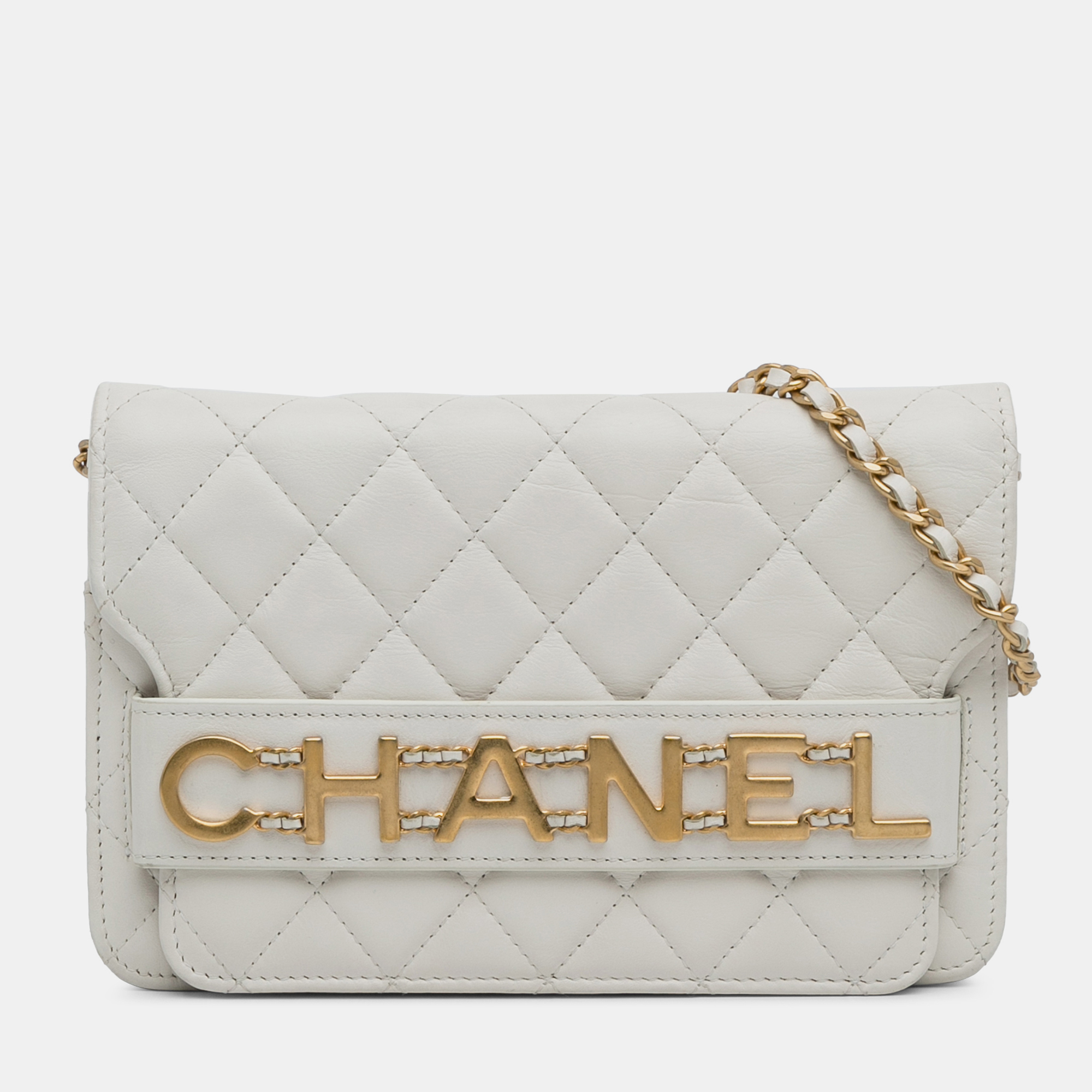 

Chanel White Enchained Flap Wallet on Chain