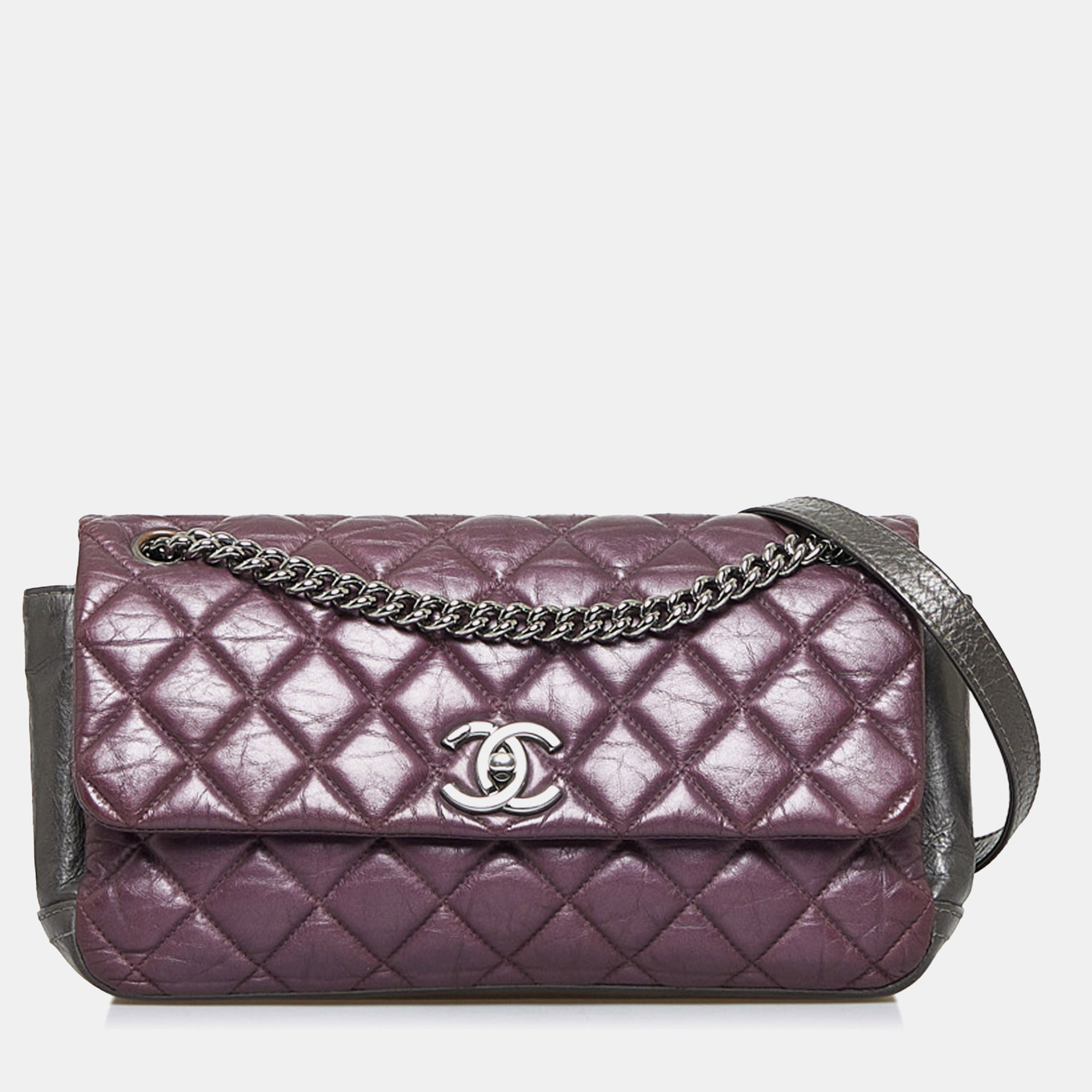 

Chanel Purple Glazed Matelasse Portobello Flap Bag