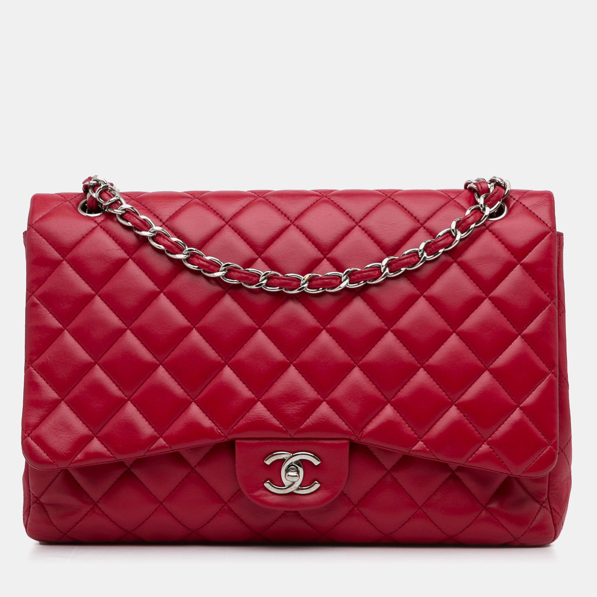 

Chanel Red Maxi Classic Lambskin Single Flap
