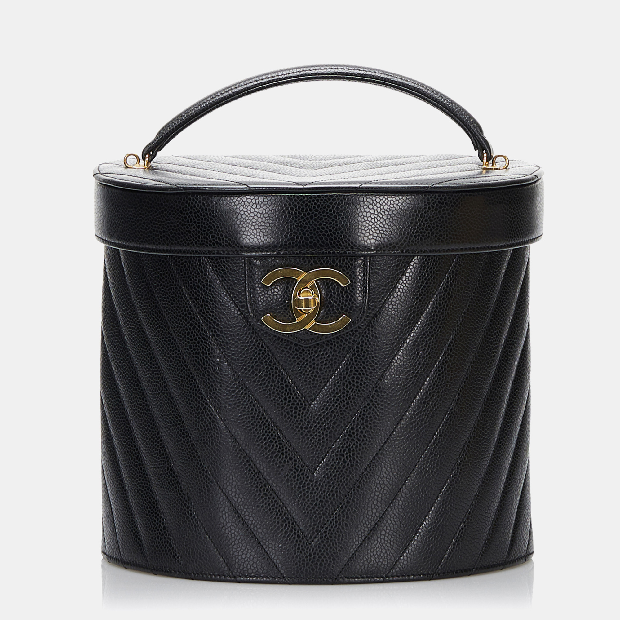 

Chanel Black Caviar Chevron Vanity Case