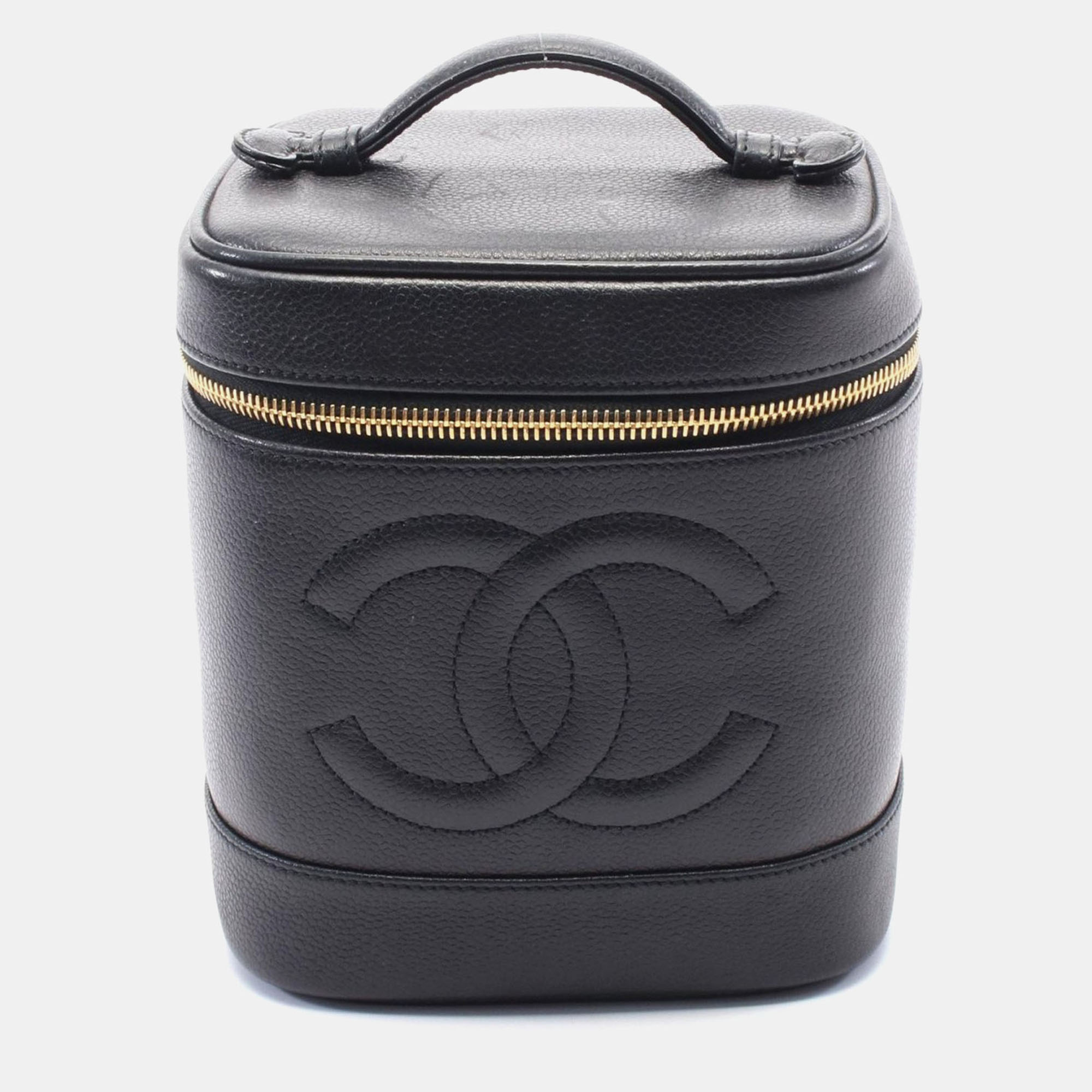 

Chanel Black Leather Grained Calfskin Coco Mark Vanity bag