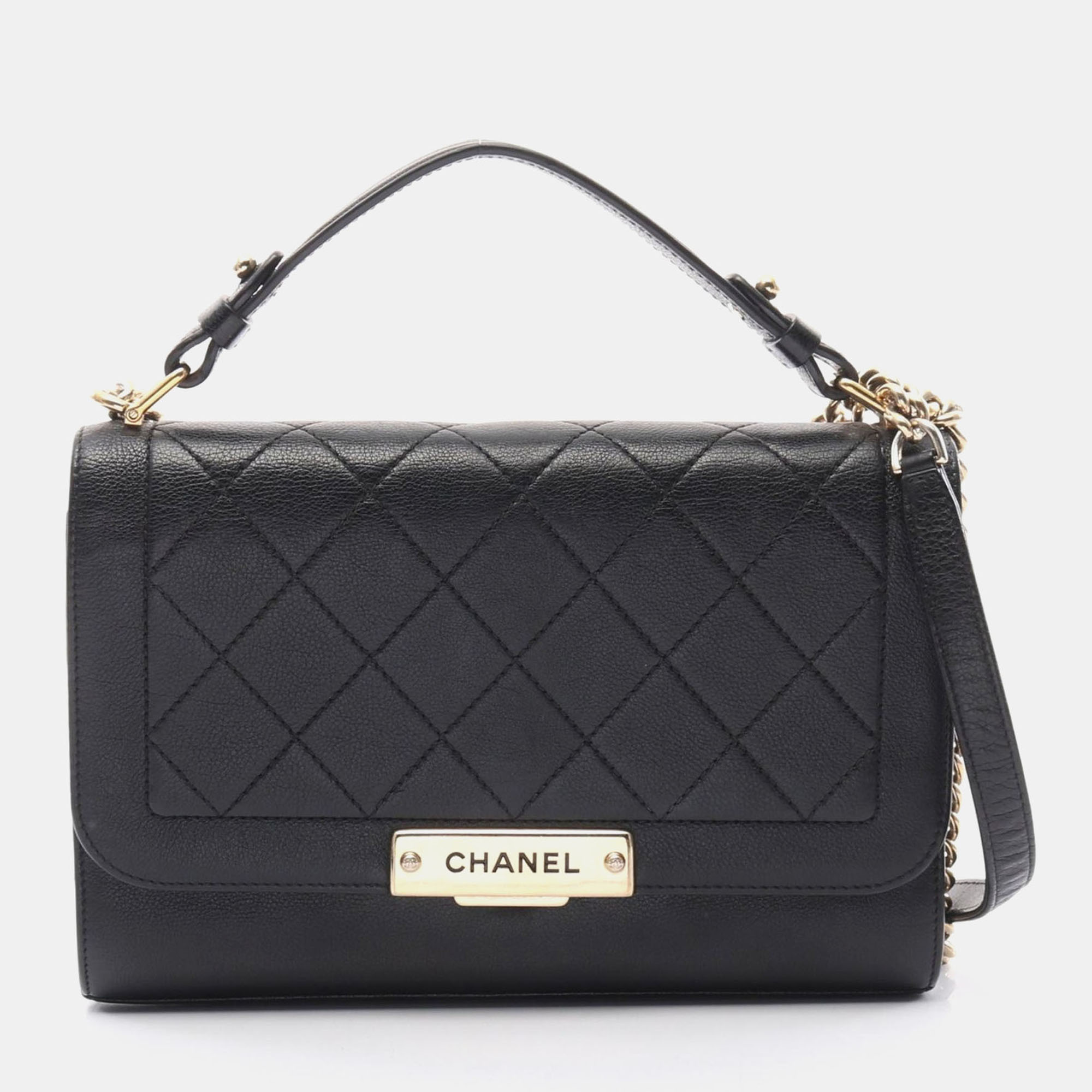 

Chanel Black Leather Click Flap Shoulder Bag