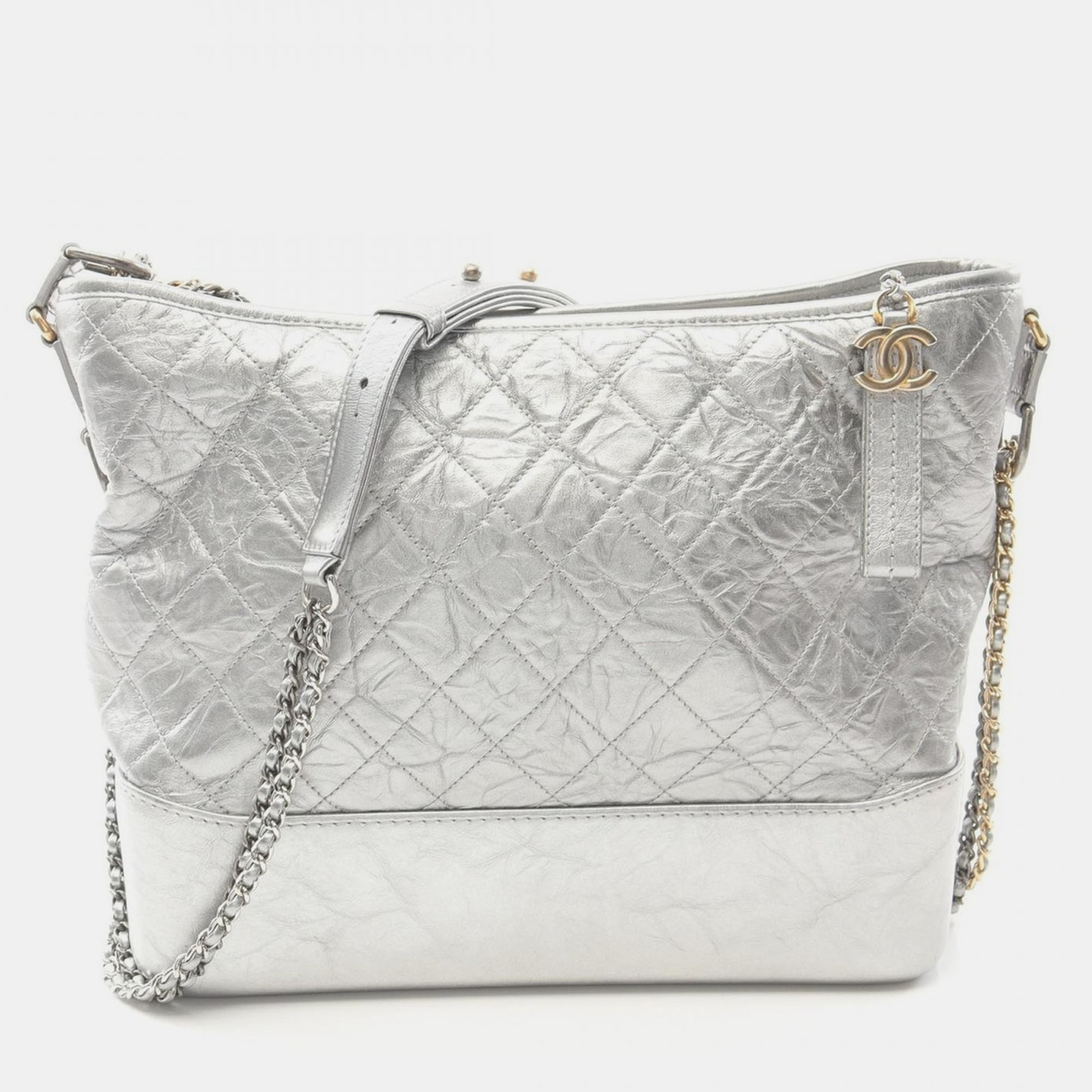 

Chanel Silver Leather Gabrielle De Chanel Chain Crossbody Bag
