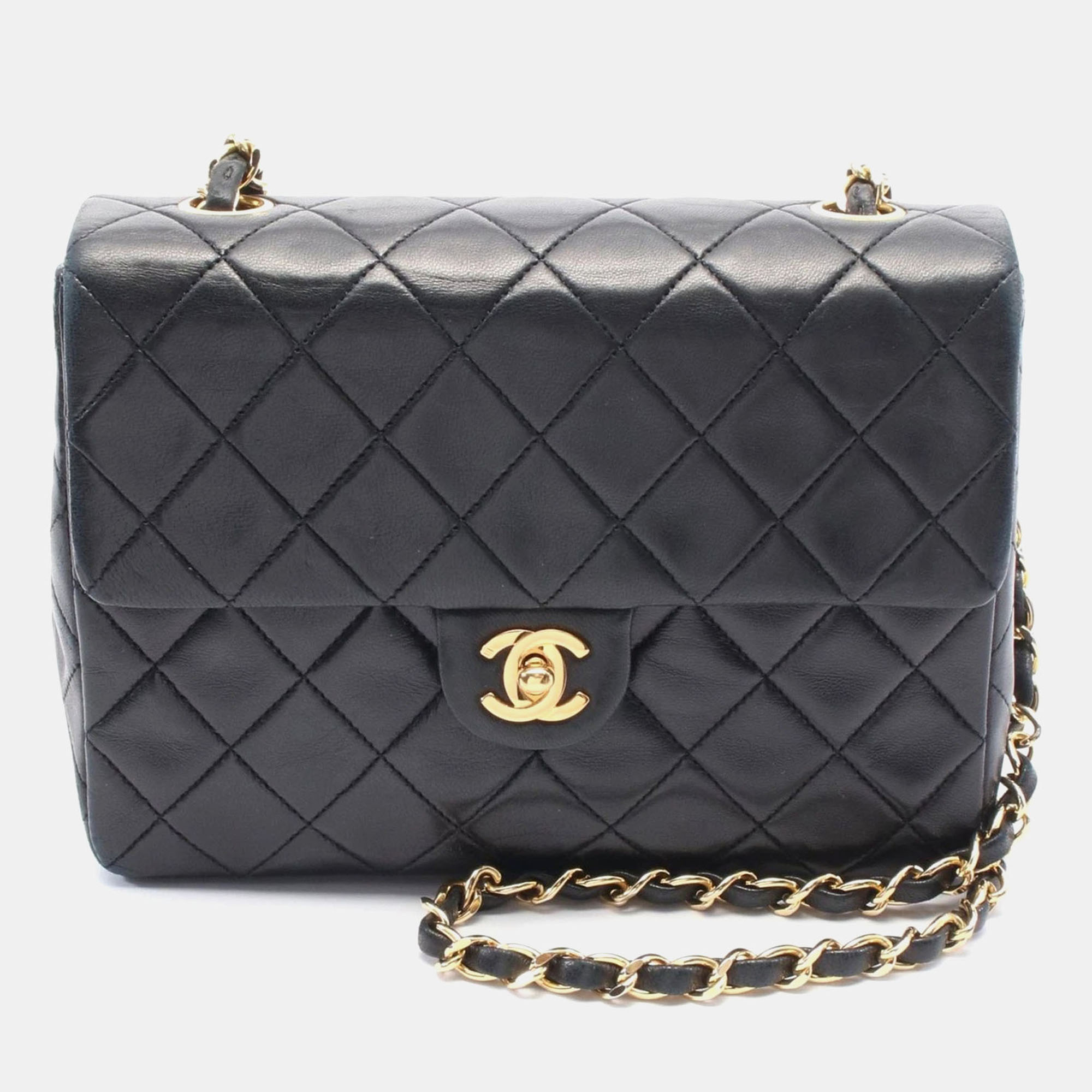

Chanel Black Matelasse Lambskin Leather Mini 20 Chain Shoulder Bag