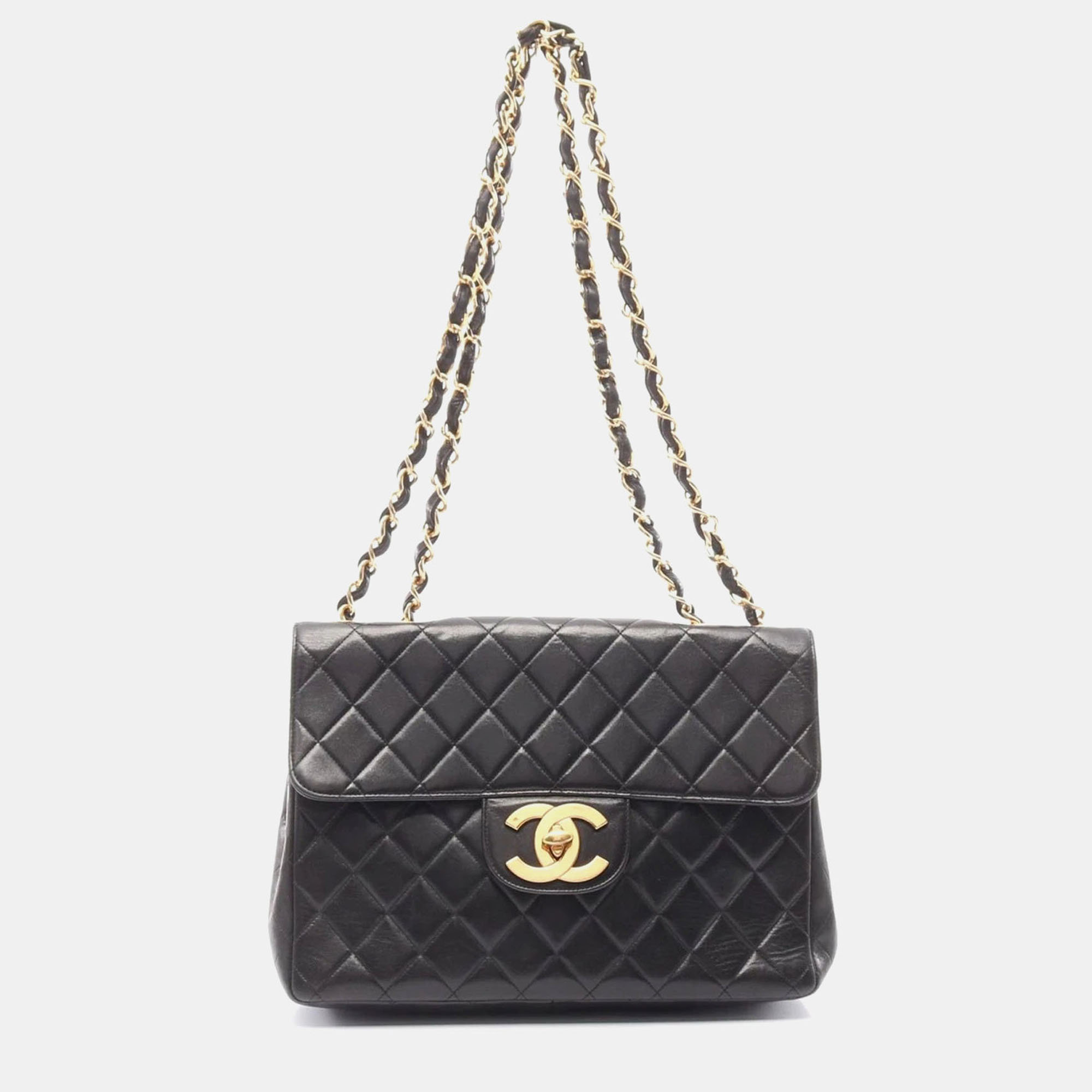 

Chanel Black Matelasse Lambskin Leather Shoulder Bag Jumbo 30