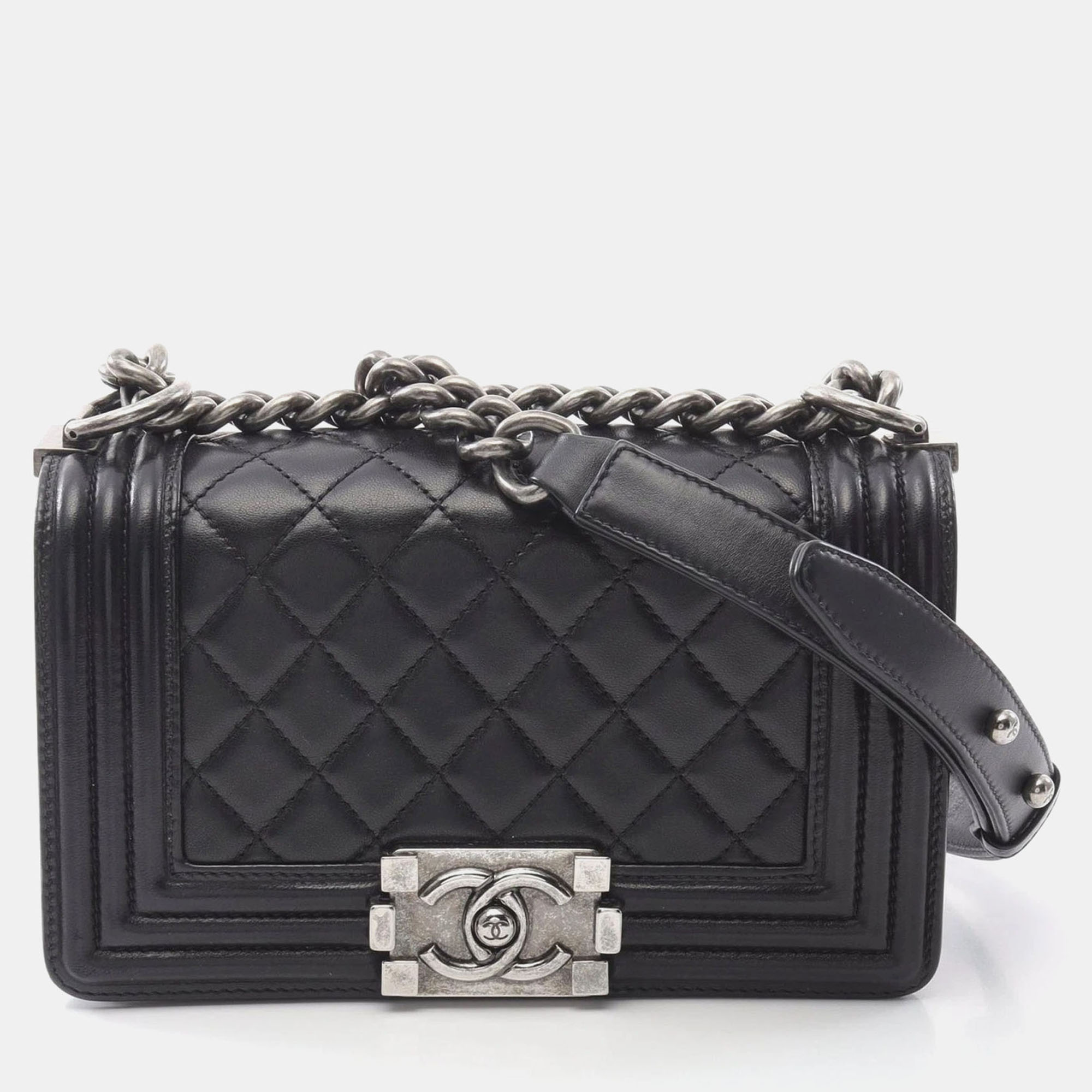 

Chanel Black Lambskin Leather Small CC Boy Chanel Shoulder Bag