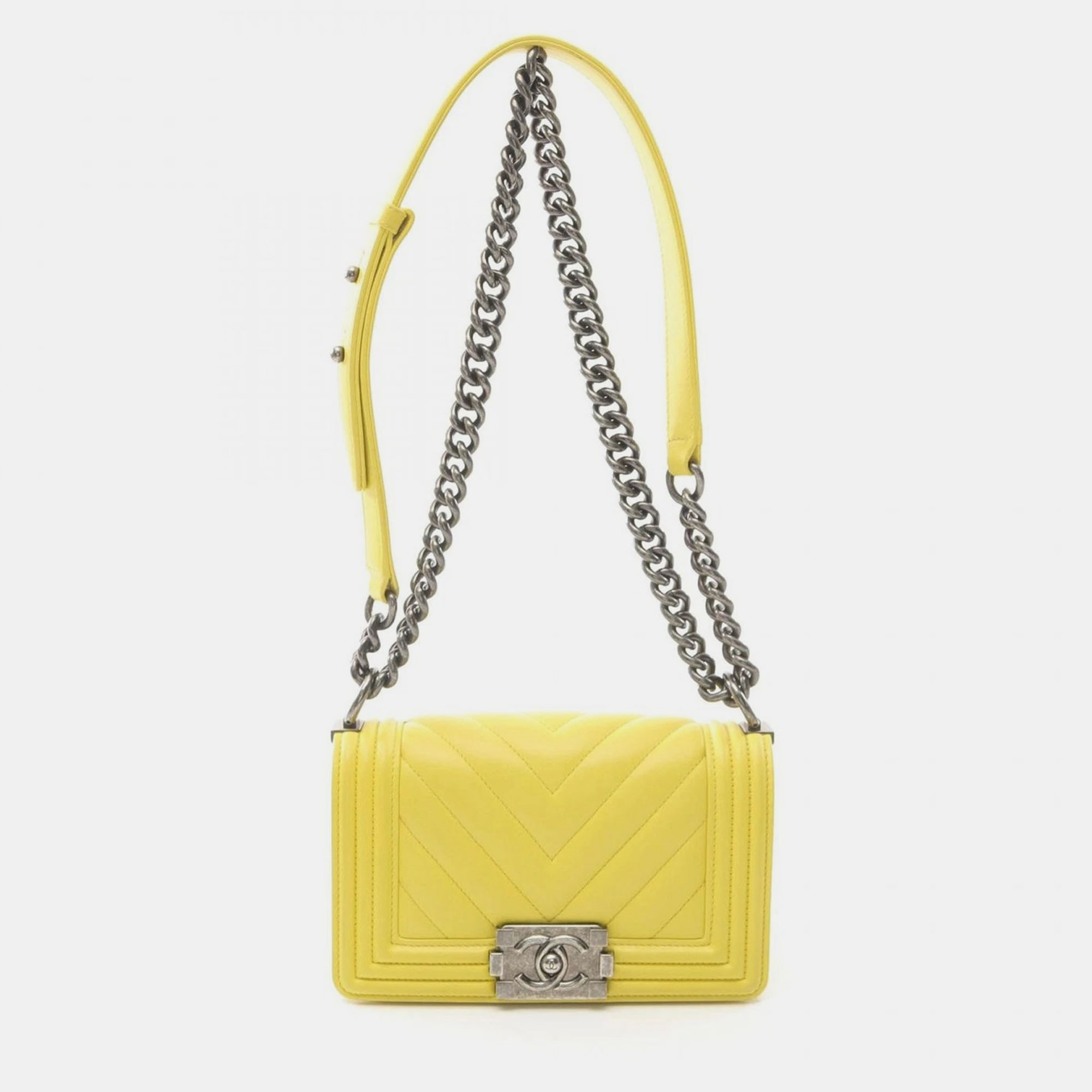 

Chanel Yellow Lambskin Small Leather Boy Chanel Shoulder Bag