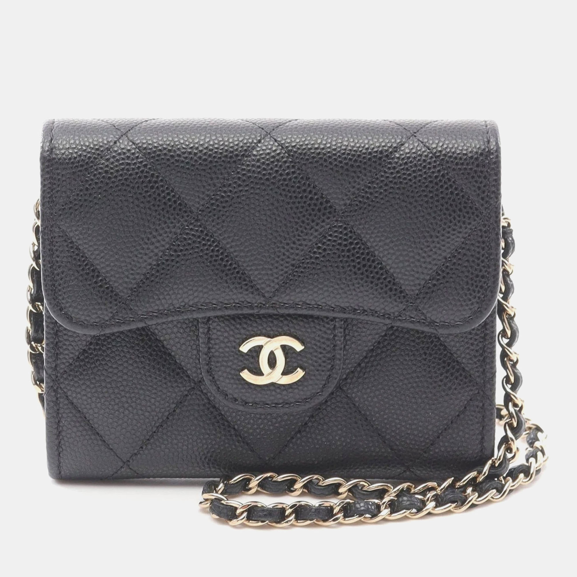 

Chanel Black Matelasse Grained Calfskin CC Chain Shoulder Bag