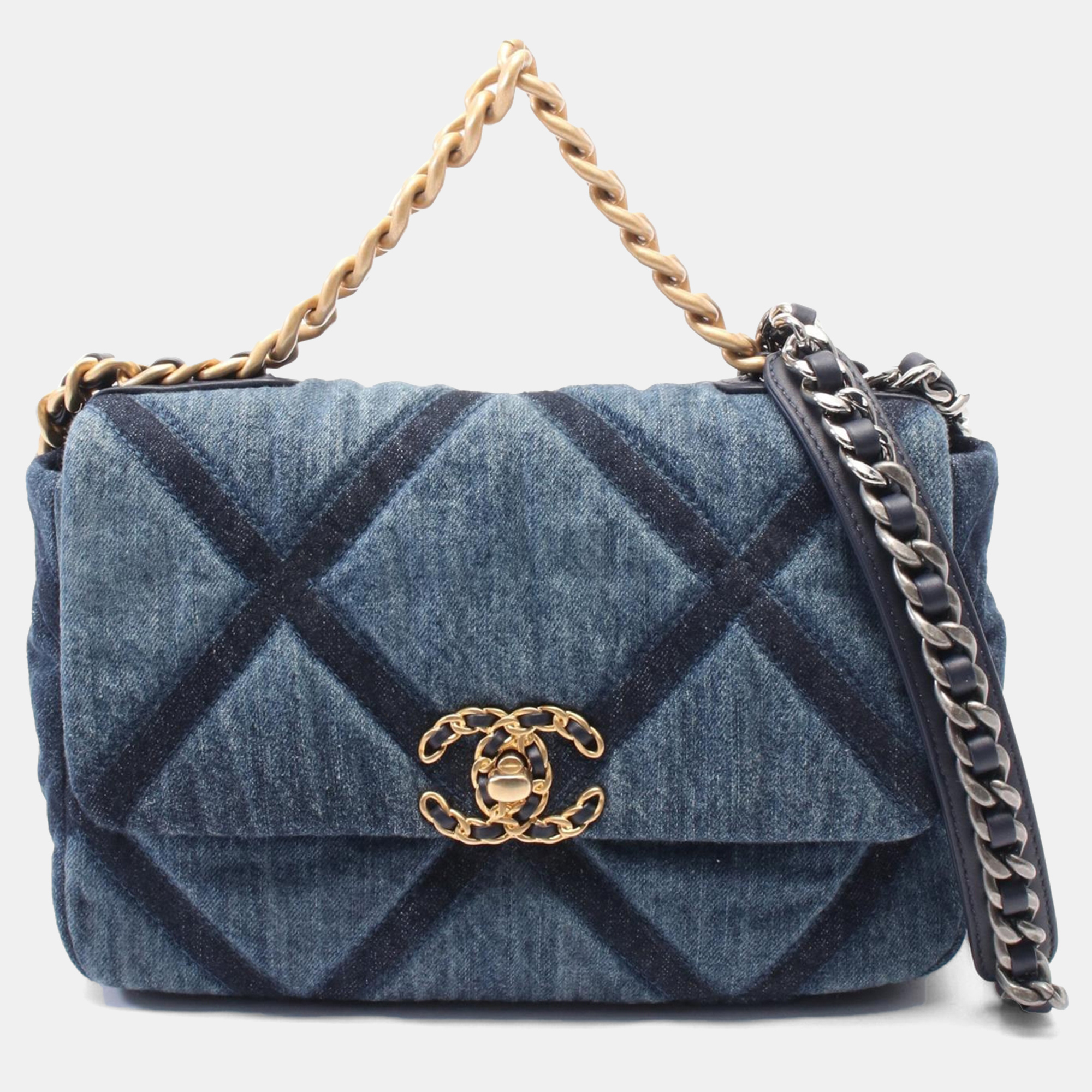

Chanel Navy Blue Matelasse Denim 19 Dix-Neuf Chain Crossbody Bag