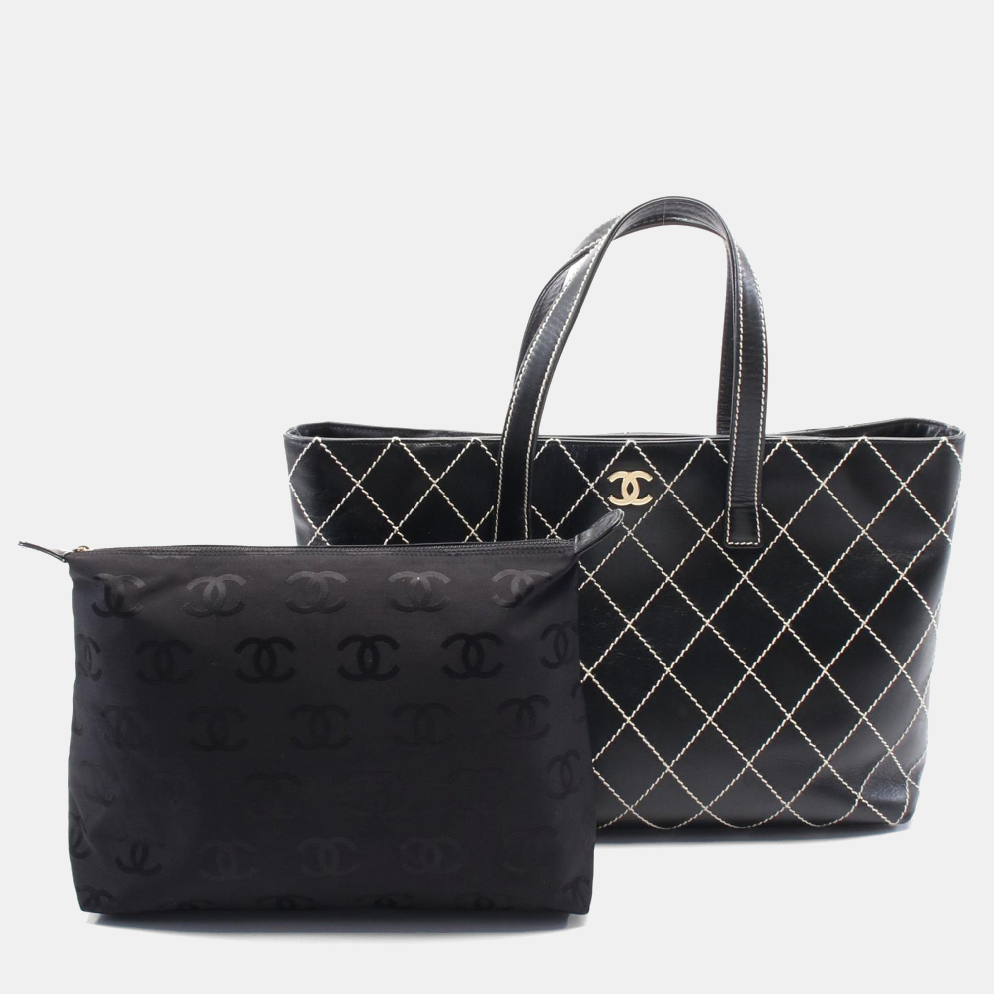 

Chanel Black Wild Stitch Leather Tote Bag CC