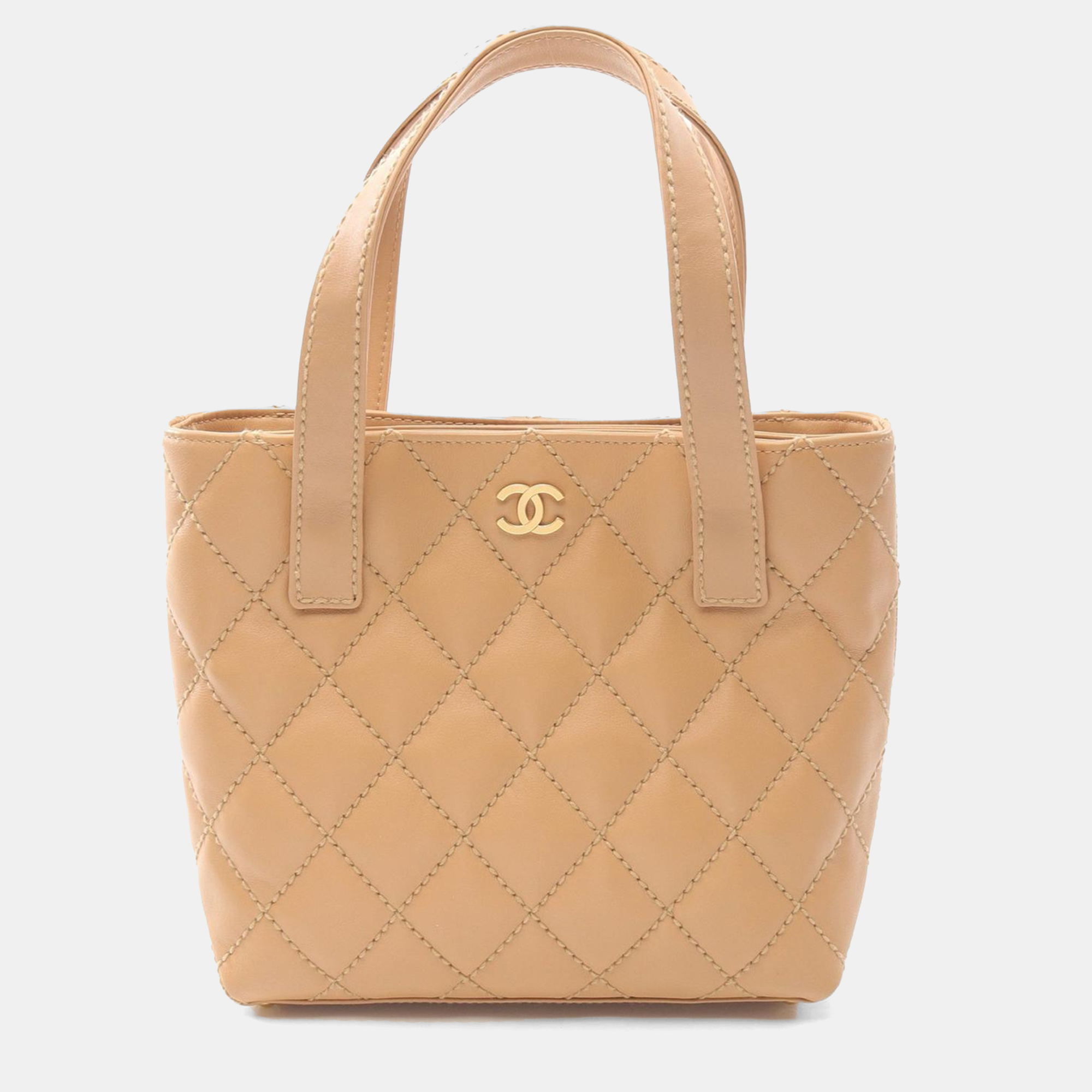 

Chanel Beige Wild Stitch Leather Tote Bag CC