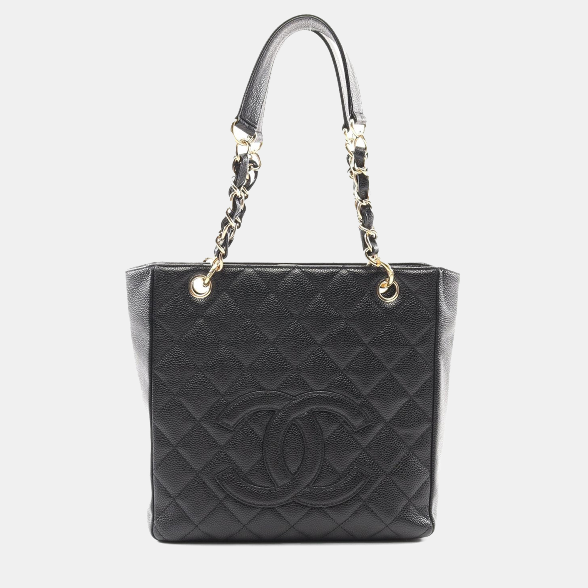 

Chanel Black Leather Petite Shopping Tote Bag