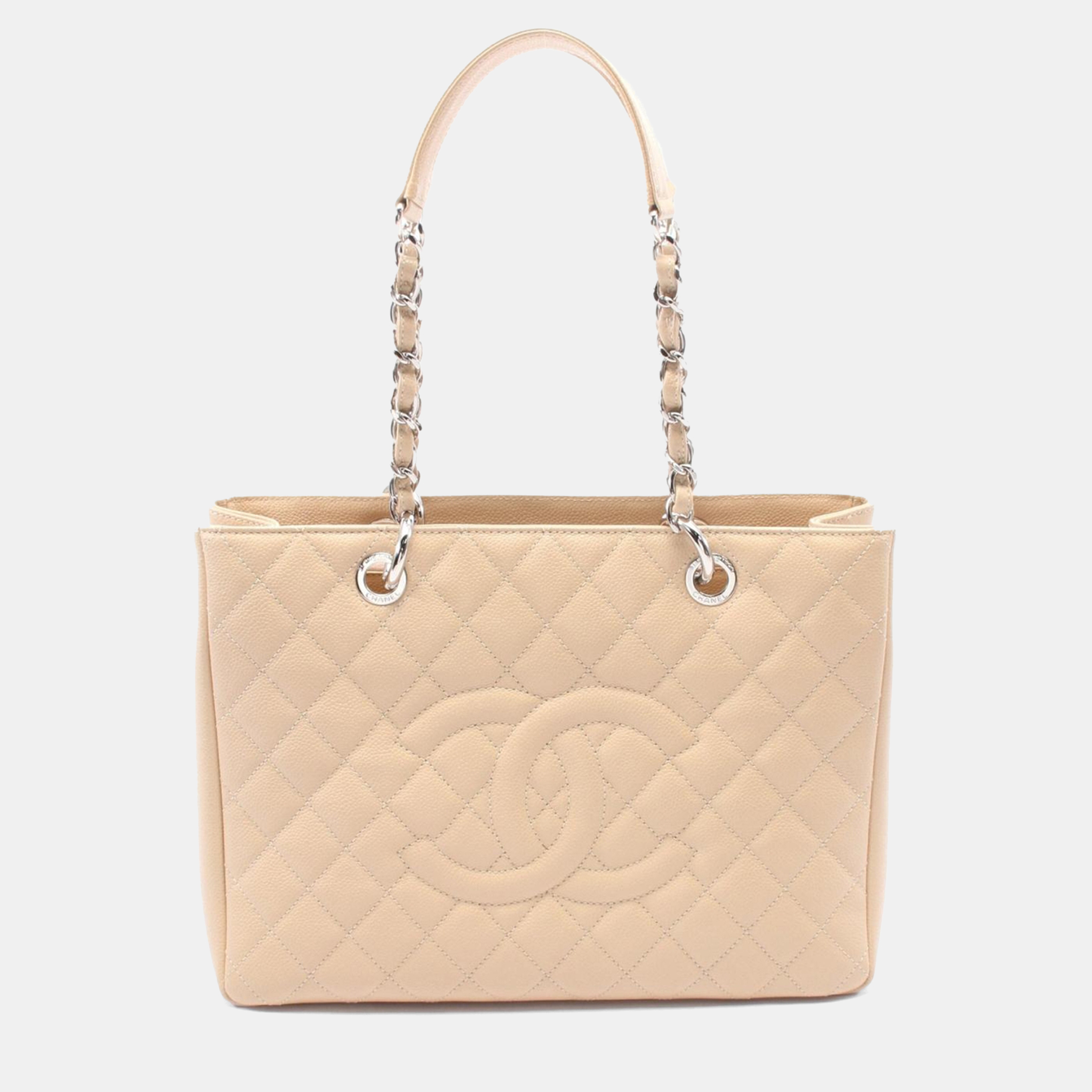 

Chanel Beige Matelasse Grained Leather Grand Shopping Tote Chain Bag